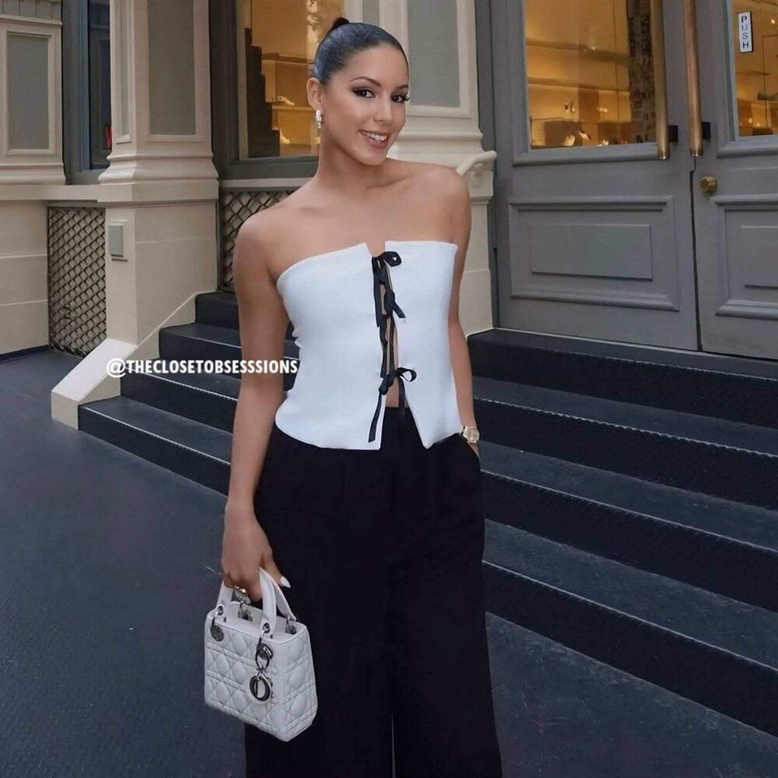 Zara ZARA BLOGGER FAVE!!! Corset-Style Top with Contrast Ties Size L / US 10 / IT 46 - 4 Thumbnail