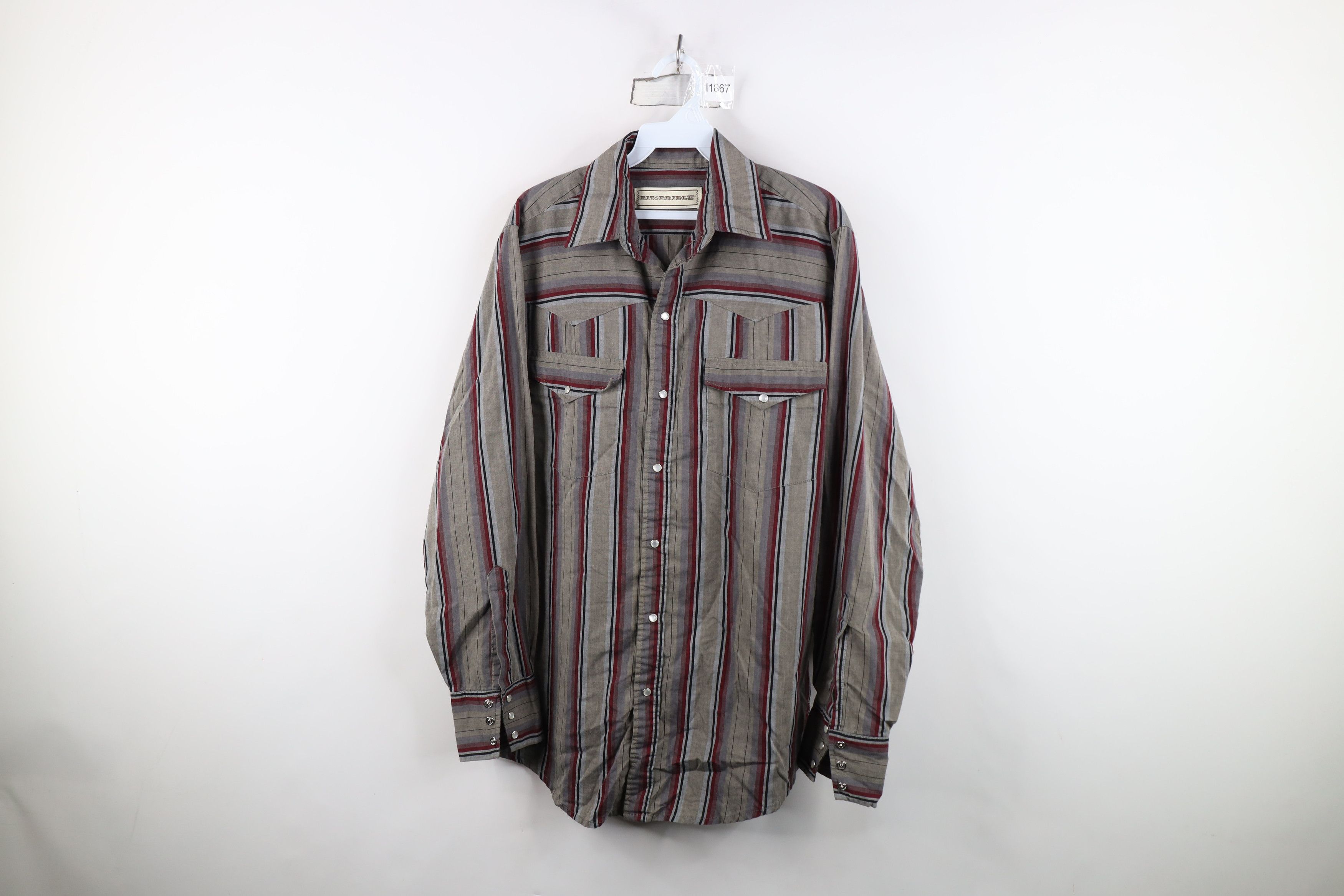 Vintage Vintage 90s Streetwear Western Striped Snap Button Shirt Size US M / EU 48-50 / 2 - 1 Thumbnail