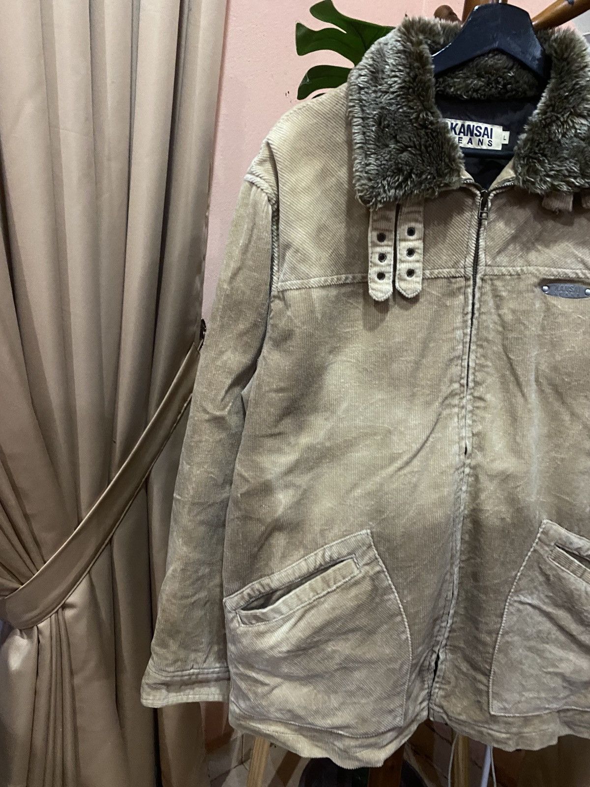 Kansai Yamamoto Vintage KANSAI JEANS Faux Fur Collar Corduroy Jacket Size US M / EU 48-50 / 2 - 6 Thumbnail