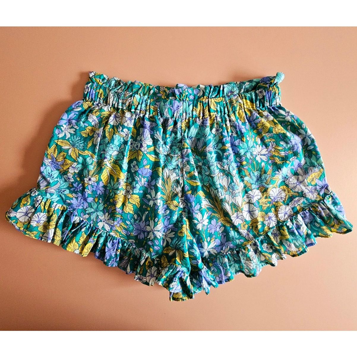 J.Crew J. Crew Cotton Green Floral Voile Ruffle Beach Shorts XS Size 26" / US 2 / IT 38 - 5 Thumbnail