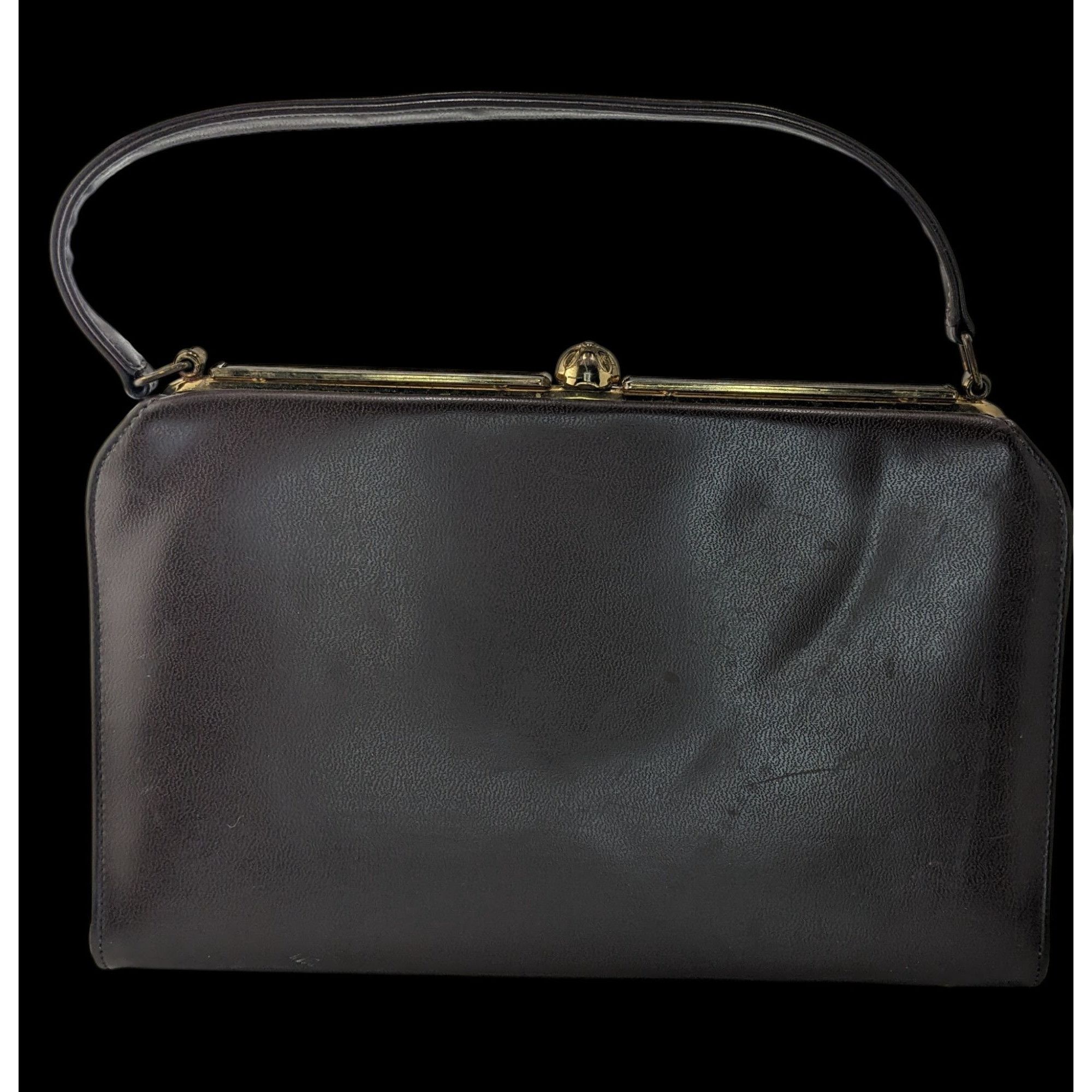 Other Vintage 50s/60s Black & Taupe Mod Handbag Retro Twist Clasp Size ONE SIZE - 2 Thumbnail