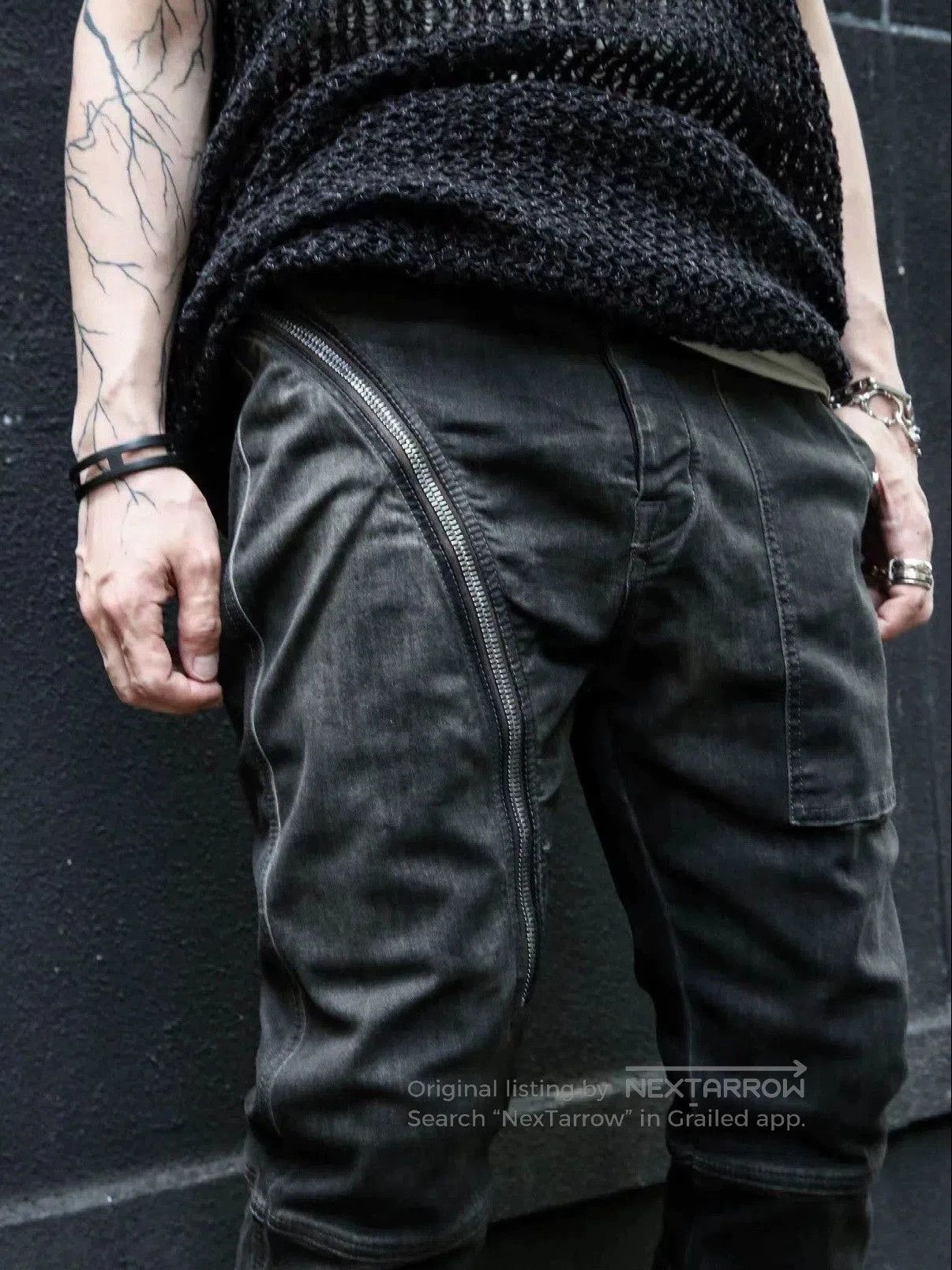 Rick Owens Rick Owens Black Curved Zip Jeans. Size US 26 / EU 42 - 8 Thumbnail