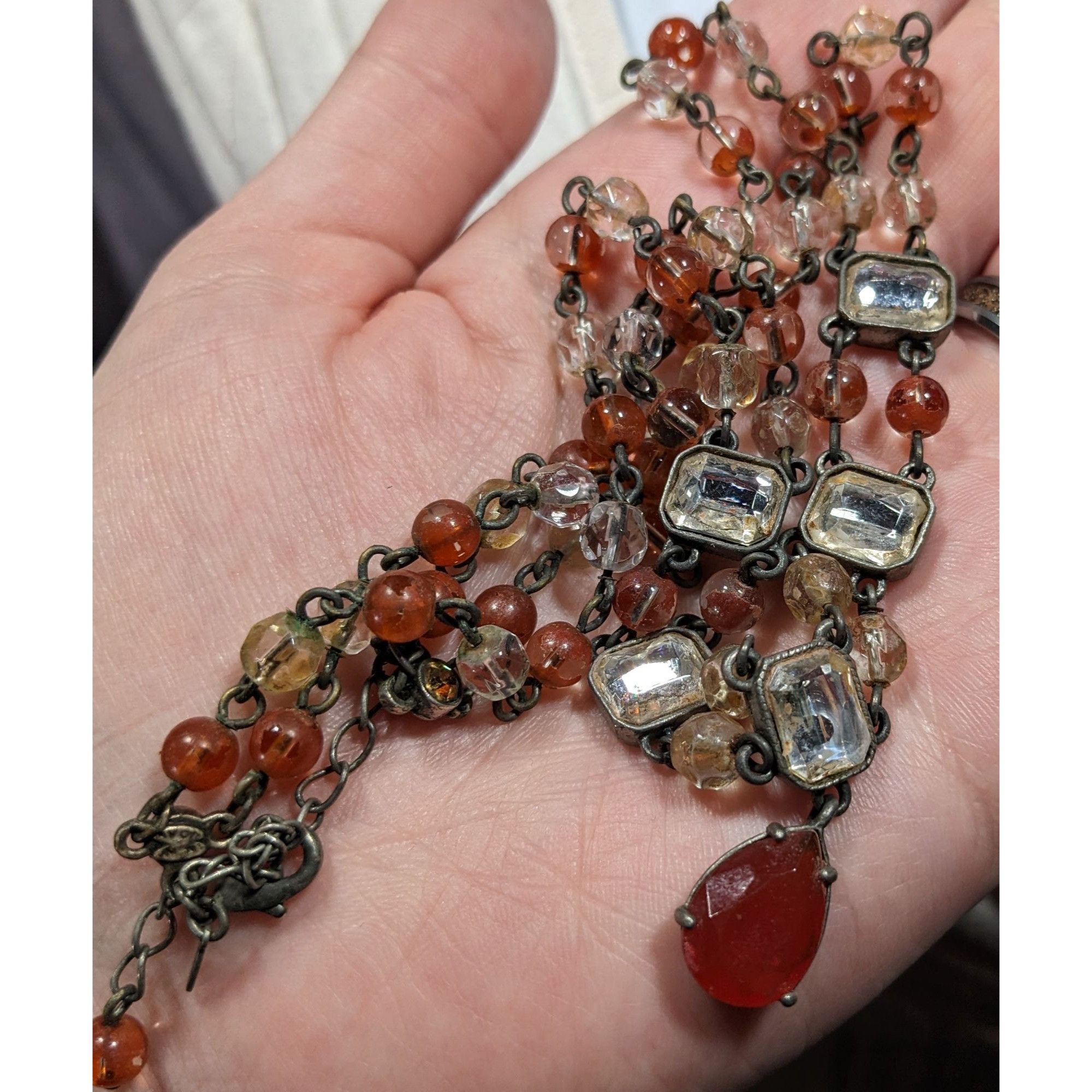 Other Vintage Avon 80s Clear And Brown Beaded Gemmed Necklace Size ONE SIZE - 3 Thumbnail