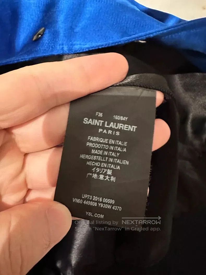 Saint Laurent Paris Saint Laurent Blue Silk Shark Jacket. Size XS / US 0-2 / IT 36-38 - 5 Thumbnail