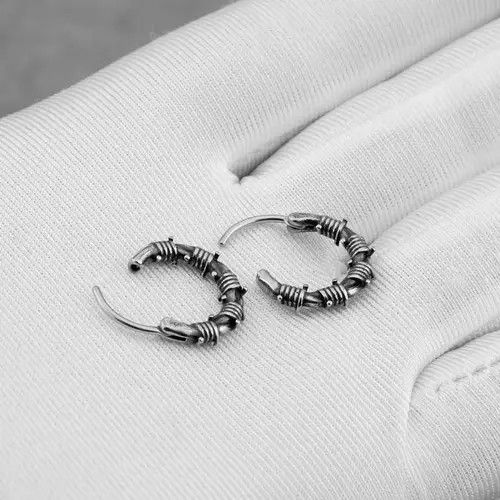 Vintage Stainless Steel Thorn Circle Hoop Earring Size ONE SIZE - 4 Thumbnail