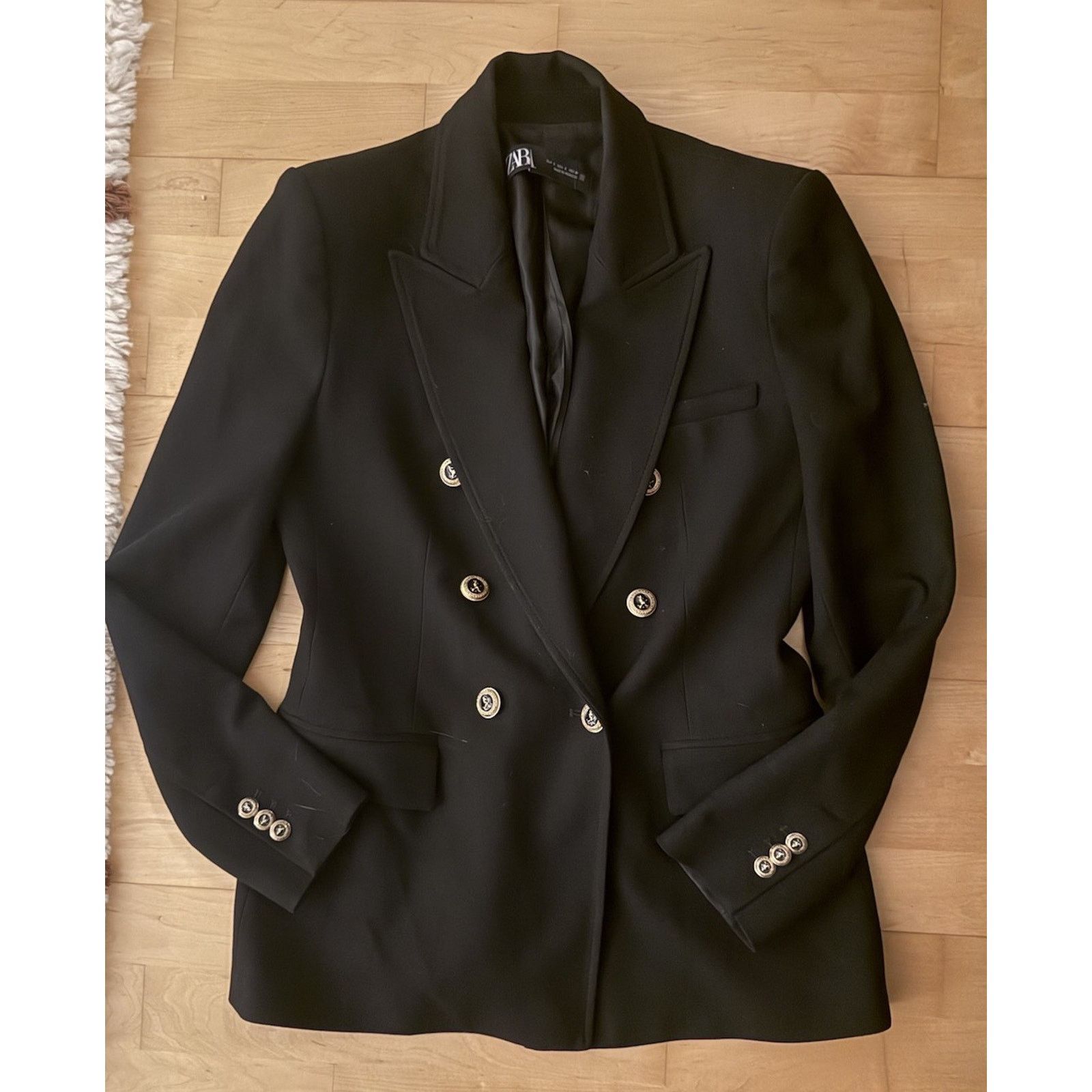 Zara Zara Black Blazer Good Crest Buttons Small Size S / US 4 / IT 40 - 2 Thumbnail