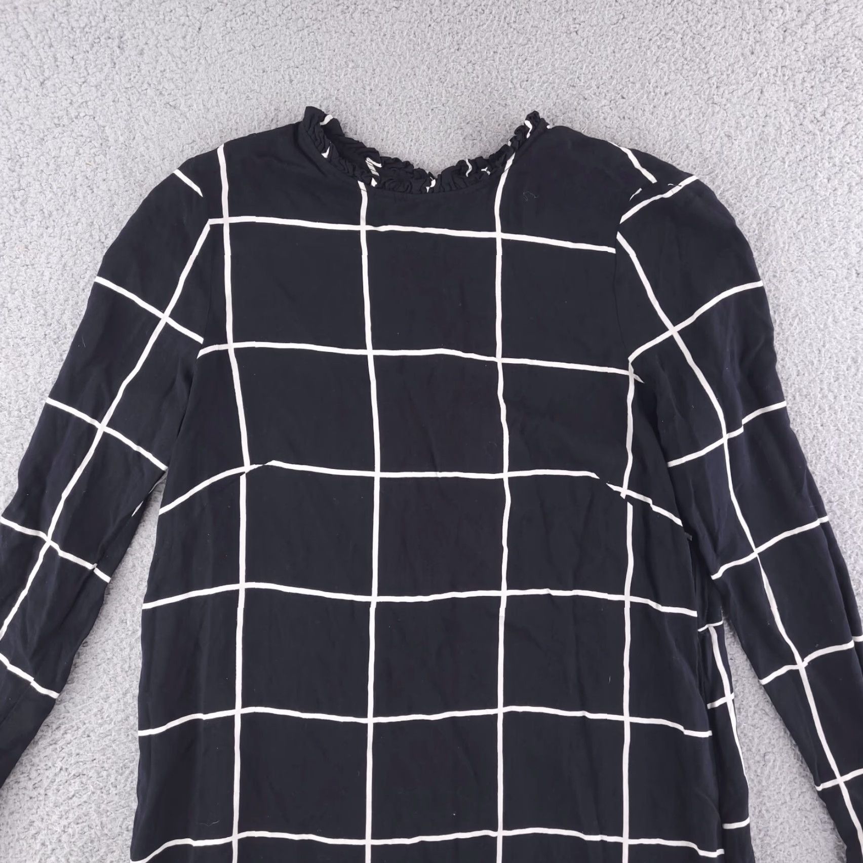 H&M H&M Dress Women 10 Black Windowpane Viscose Mini Shirt? Size L / US 10 / IT 46 - 2 Thumbnail