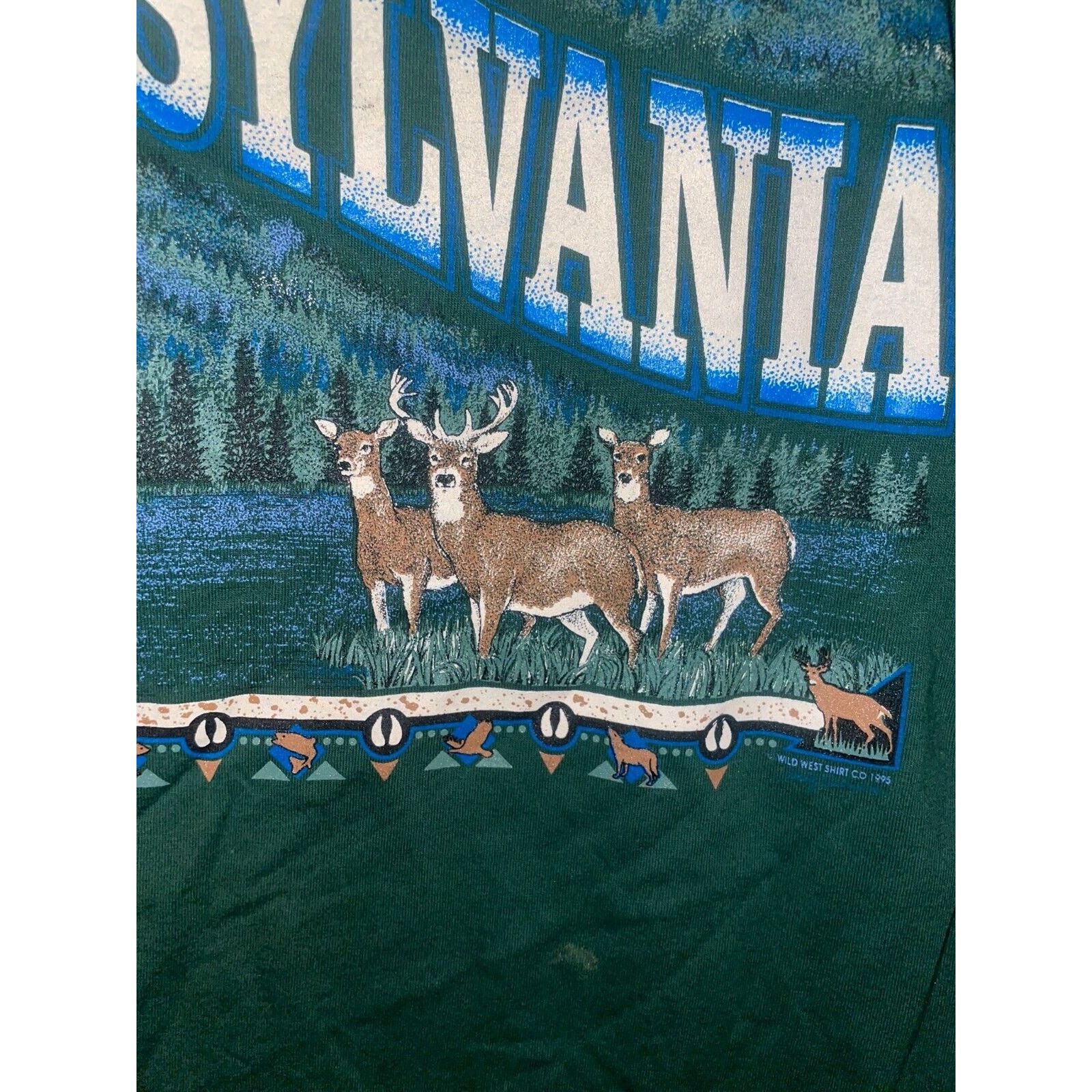 Jerzees 90s Pennsylvania Deer Scenic Nature Graphic T-Shirt L Size US L / EU 52-54 / 3 - 4 Thumbnail