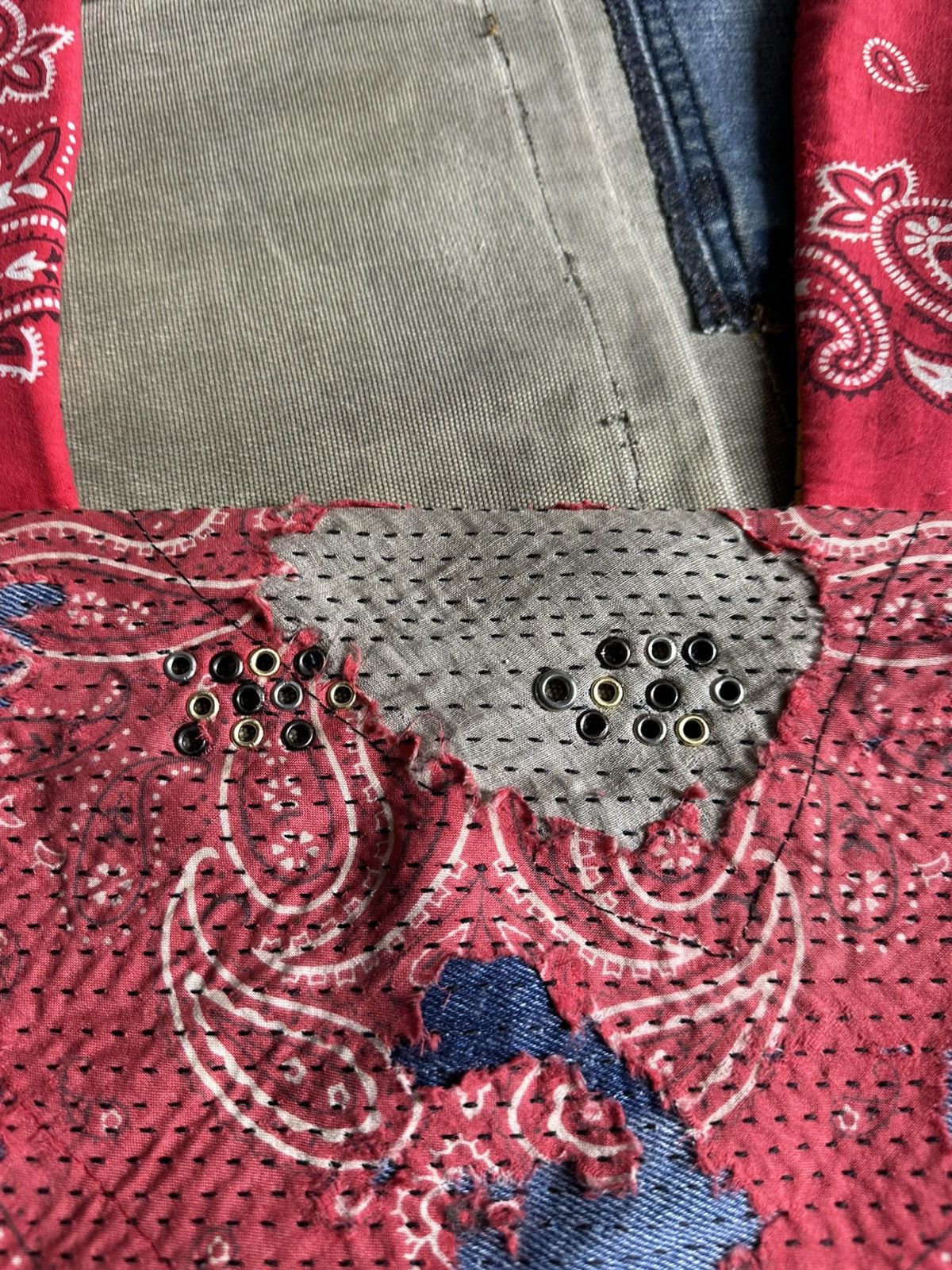 Handmade Custom Made Distressed Boro Paisley Masked Bandana Size ONE SIZE - 12 Thumbnail