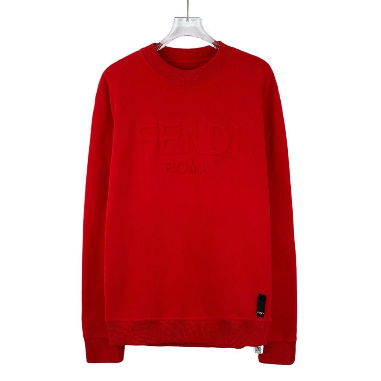 Fendi Fendi Red Logo Embossed Cotton Long Sleeve Sweatshirt K26WX Size US S / EU 44-46 / 1 - 1 Thumbnail