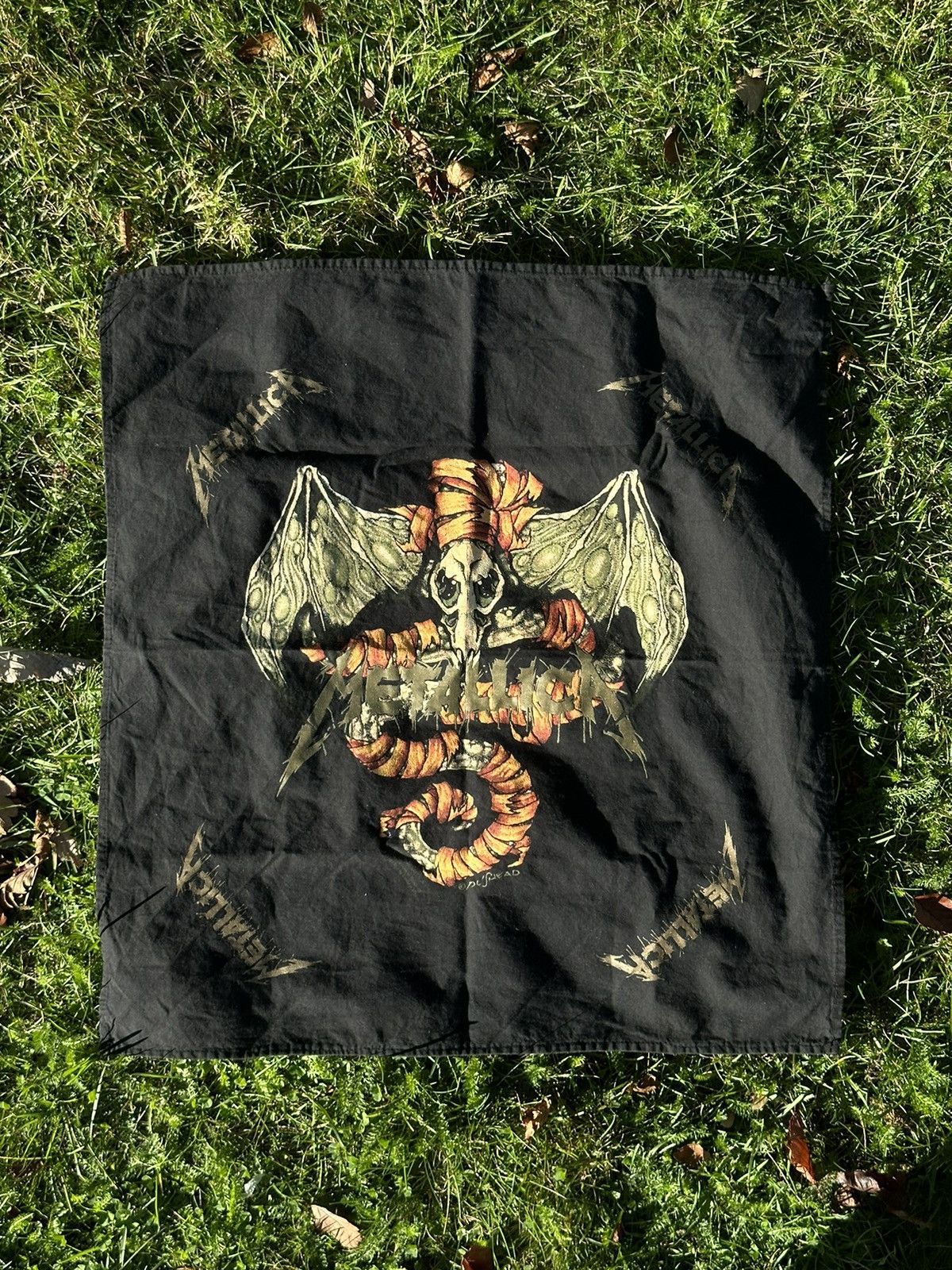 Vintage Vintage Vintage 1992 Metallica Pushead Bandana Scarf Size ONE SIZE - 1 Thumbnail