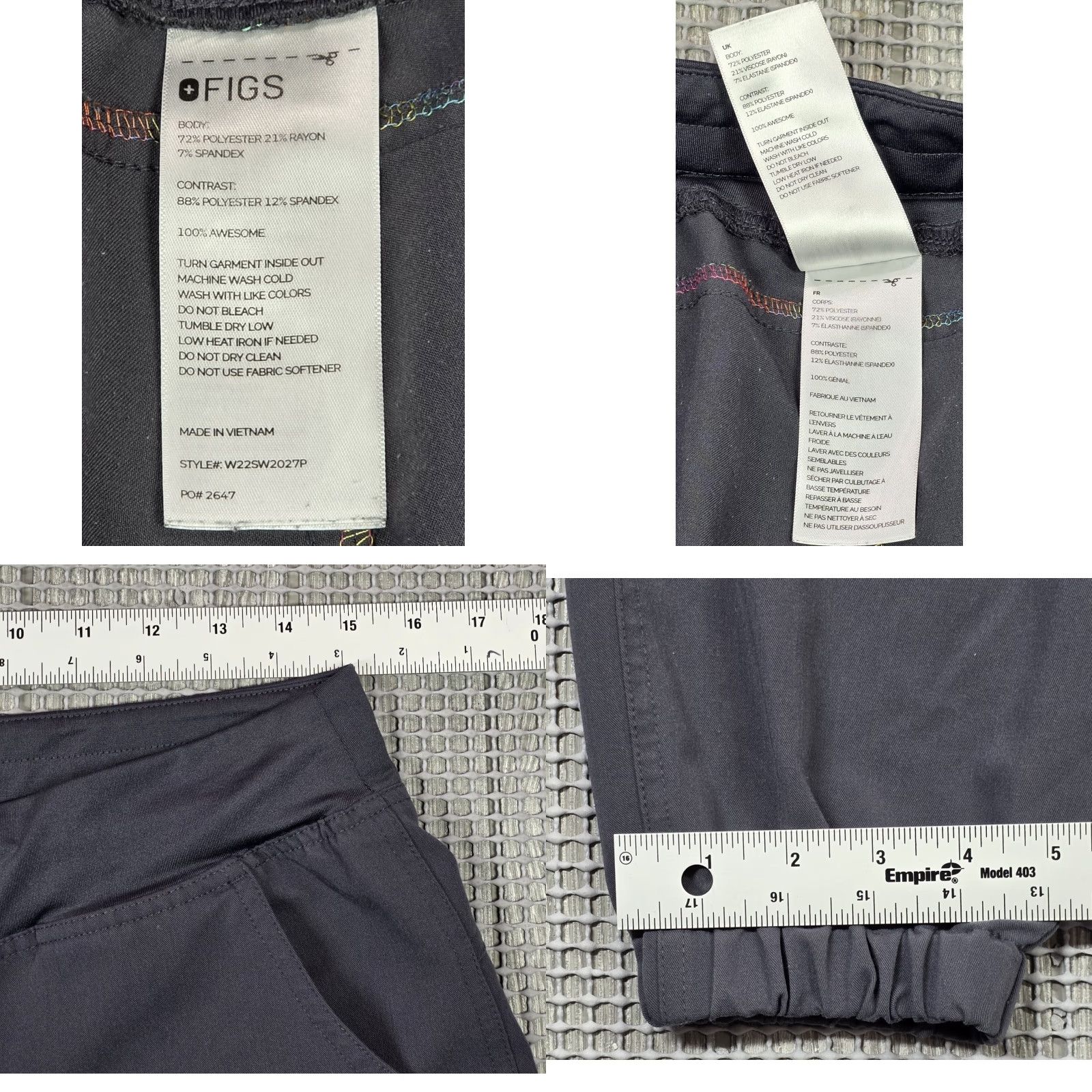 Vintage FIGS Zamora Jogger CHARCOAL PRIDE 30x27 SIZE M/P Gray Women Jogger Pants Size US 31 - 9 Thumbnail
