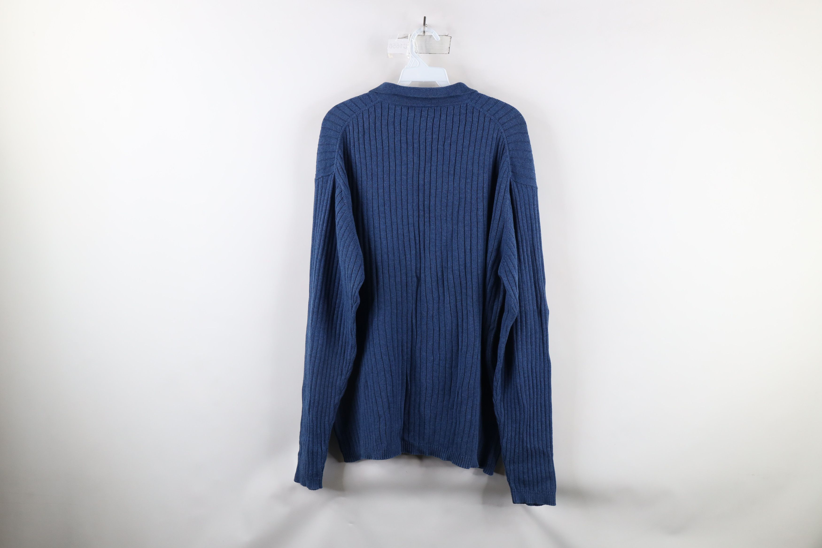 Vintage Vintage 90s Streetwear Ribbed Collared Pullover Sweater Blue Size US XXL / EU 58 / 5 - 6 Thumbnail