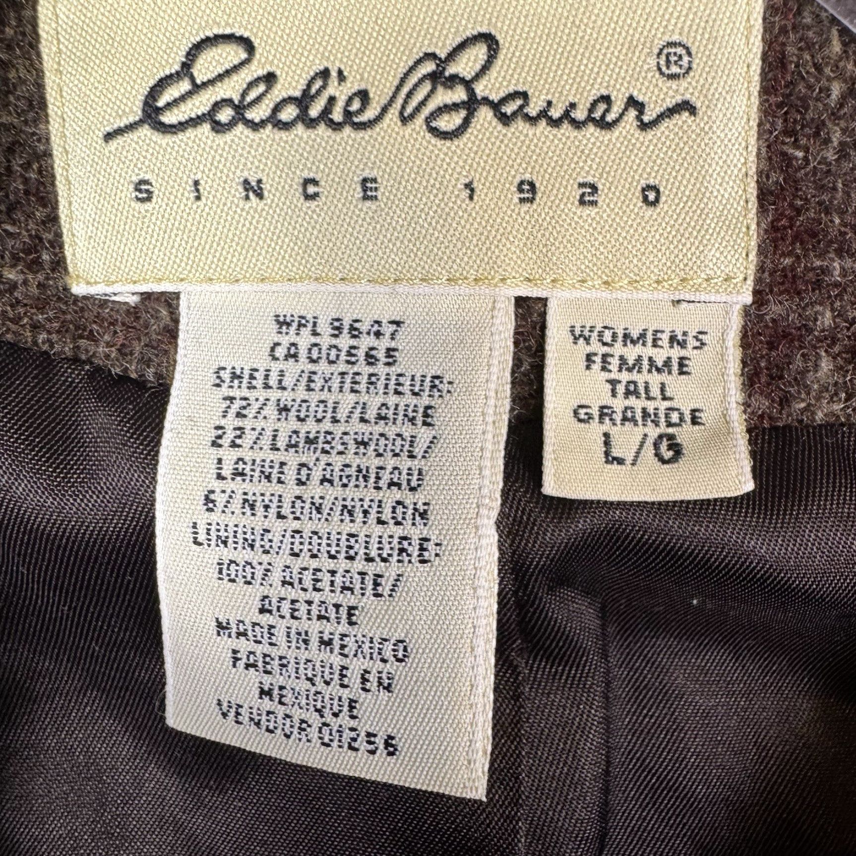 Eddie Bauer VINTAGE Eddie Bauer Blazer Womens Large Tall Chore Coat Barn Jacket Lambswool Wool Geometric Button Pockets Collared Brown 90s Mens Womens Girls? Size L / US 10 / IT 46 - 5 Thumbnail