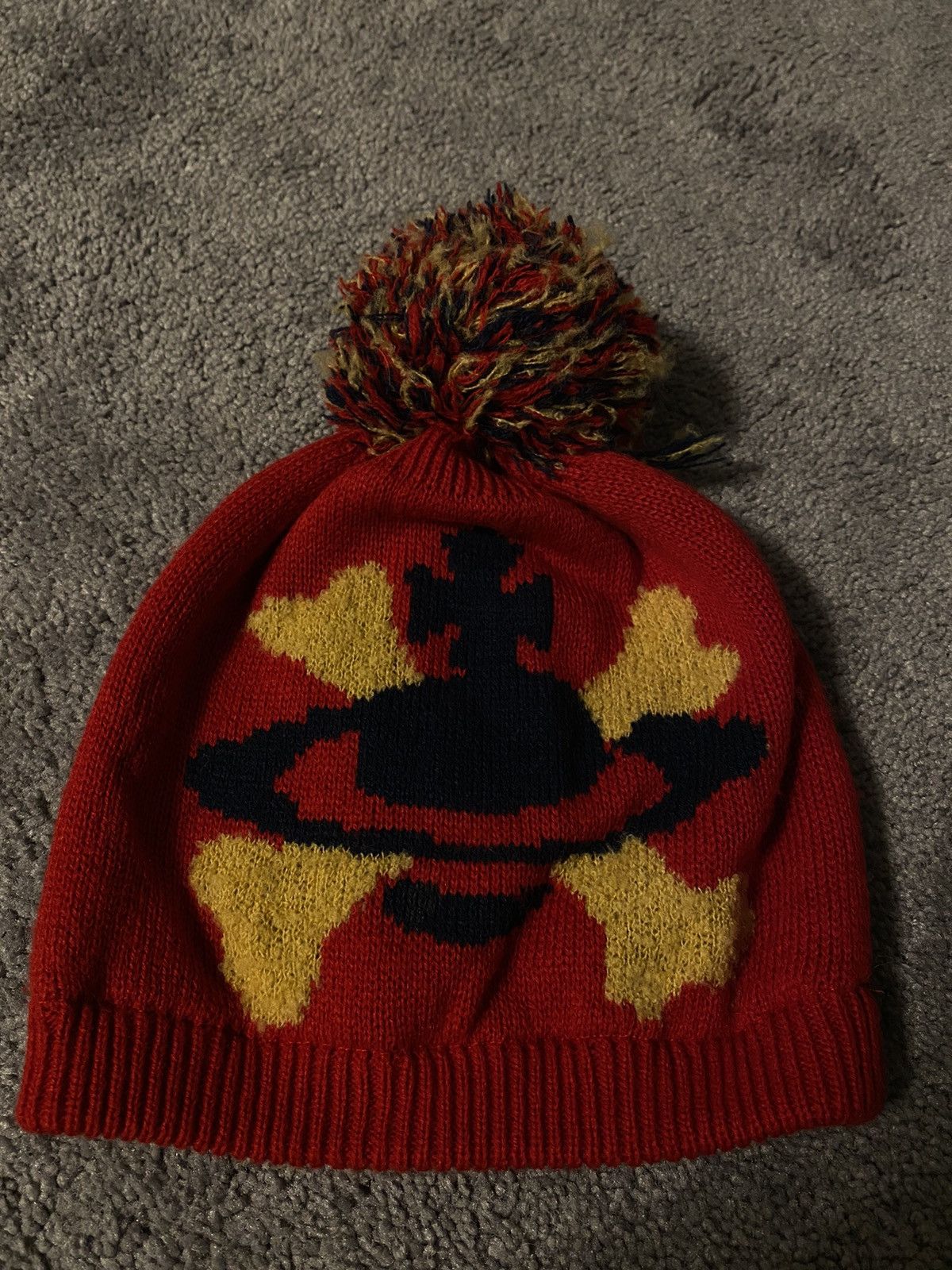 image of Vivienne Westwood Orb Beanie in Red, Men's