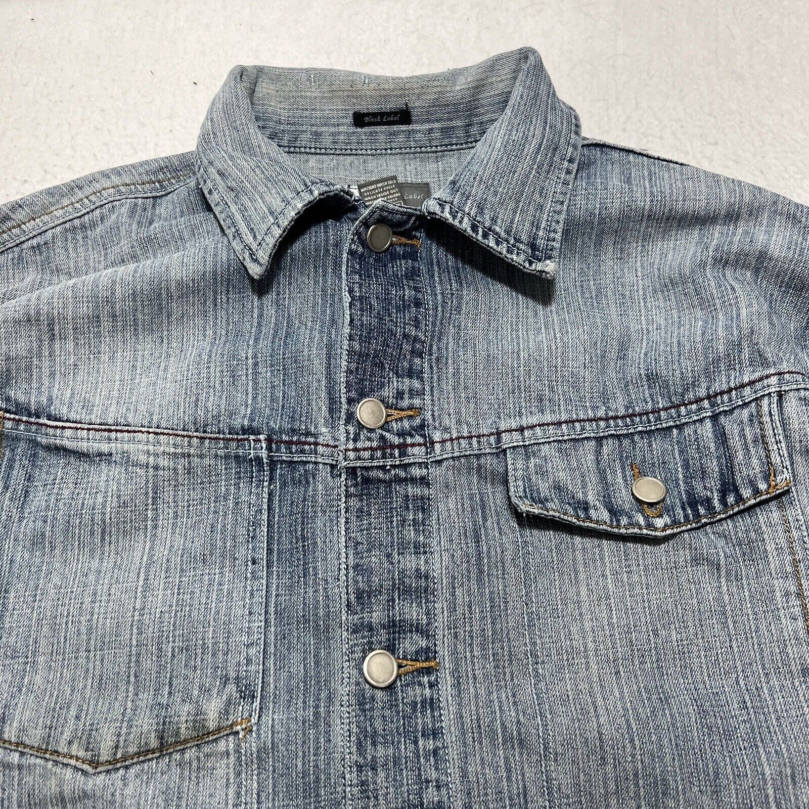 GB GB Black Label Large Jean Jacket Light Blue Distressed Size US L / EU 52-54 / 3 - 2 Thumbnail
