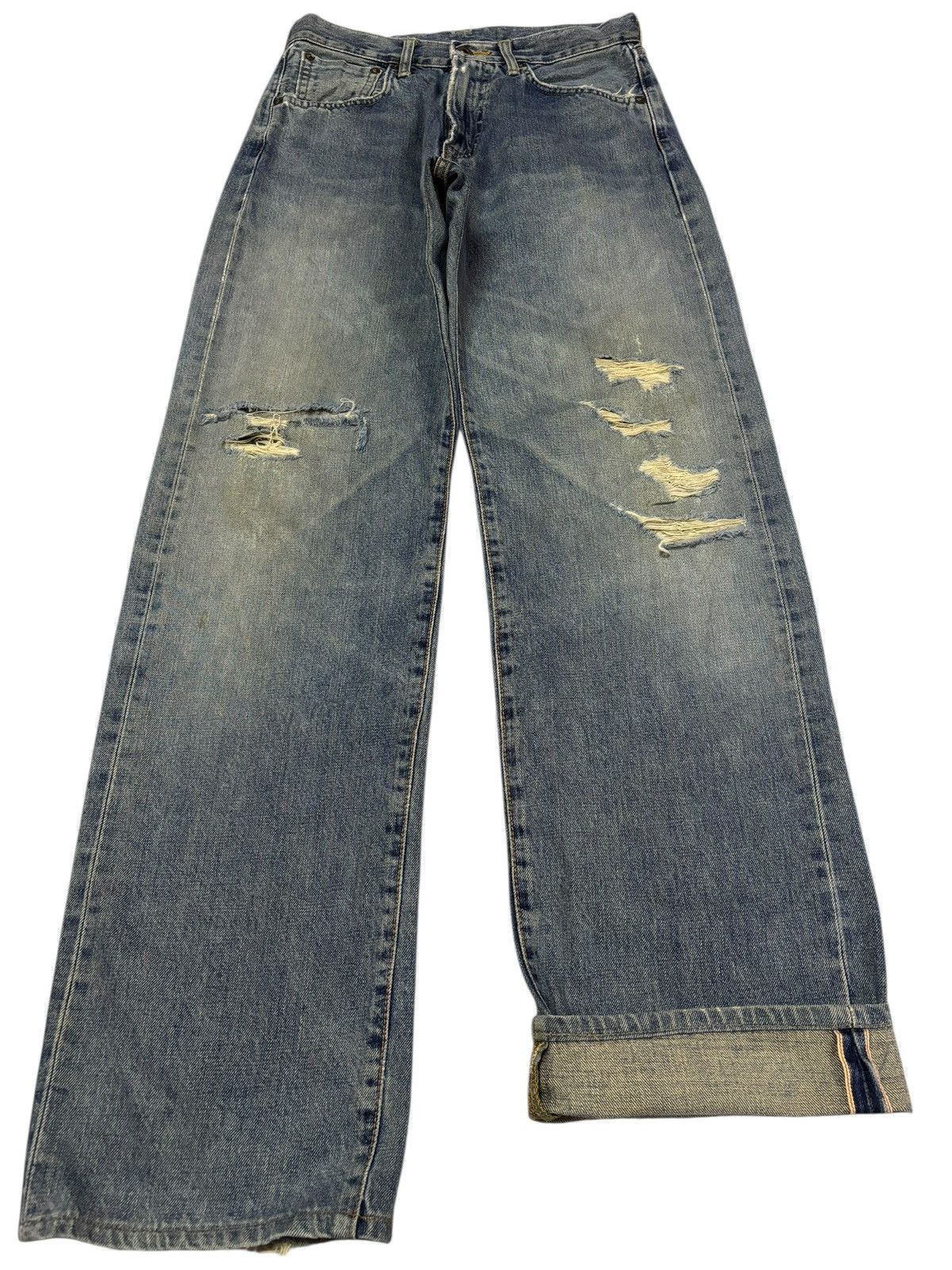 Edwin Vtg Edwin Japan 505 Selvedge Distressed Jeans Size US 28 / EU 44 - 1 Thumbnail