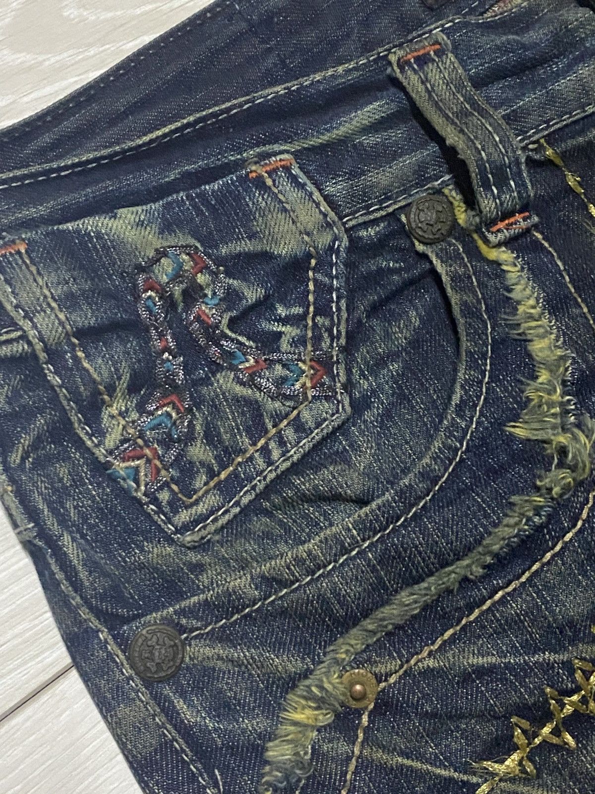 Tornado Mart Japan Brand Riobera Embroidered Karakuri Logo Baggy Jeans Size US 33 - 14 Thumbnail