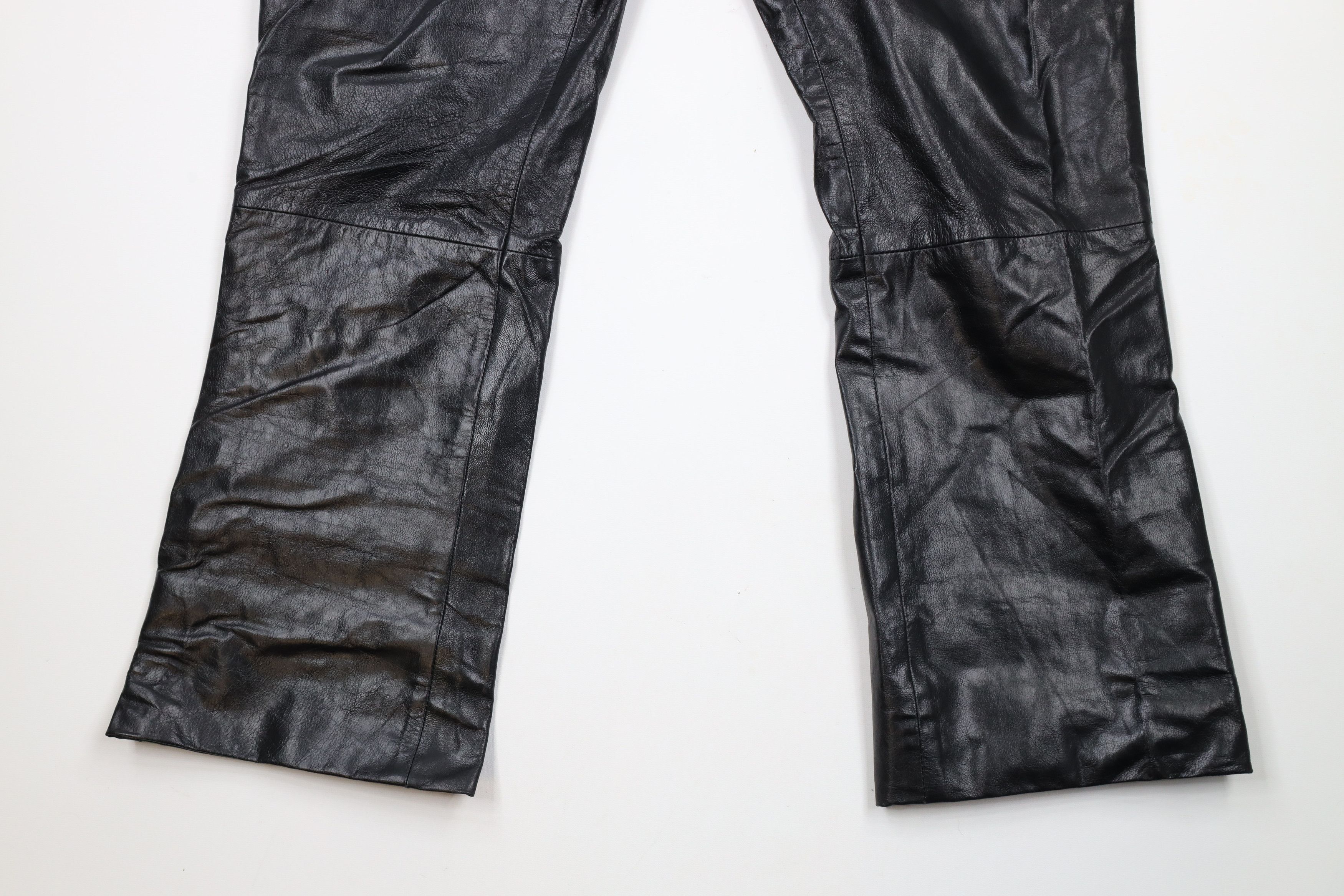 Vintage Vintage 90s Streetwear Flared Leather Pants Goth Dom Size 36" / US 14 / IT 50 - 4 Thumbnail
