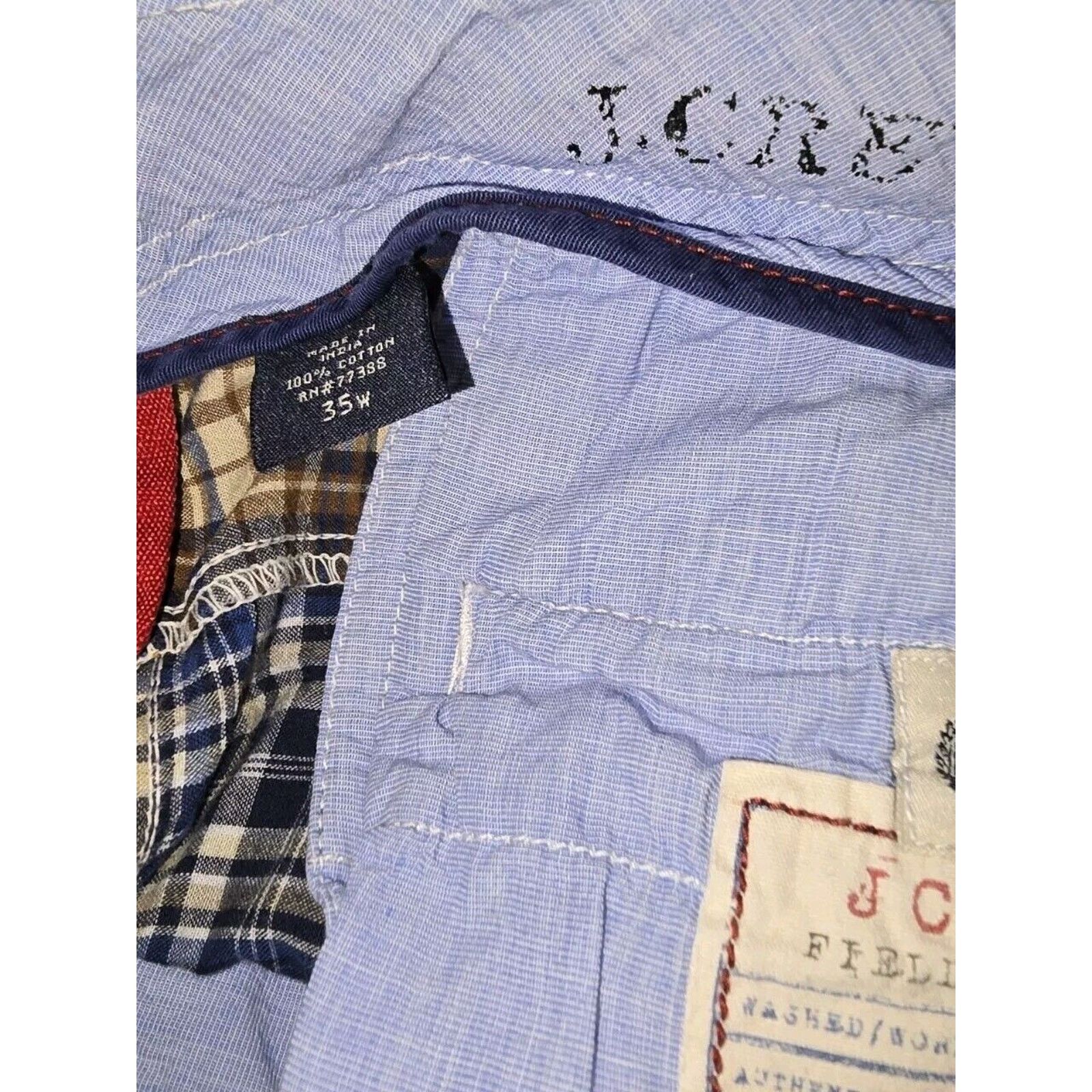 J.Crew J. Crew Field Shorts Mens 35 Blue Patchwork Plaid Drawstring Size US 35 - 3 Thumbnail