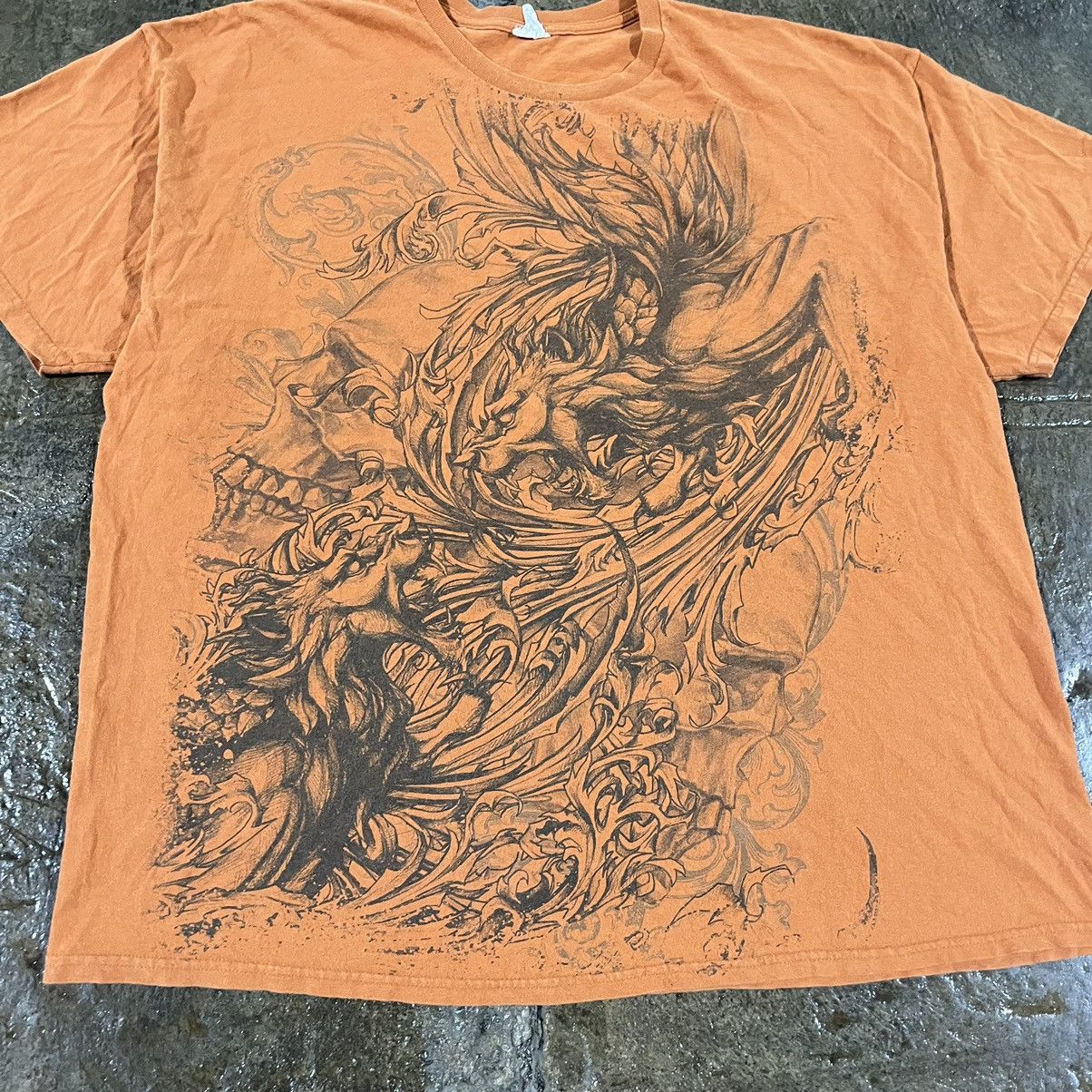 Affliction × Tapout × Vintage Crazy Y2K Affliction Style Grunge Goth Skull Skater T Shirt Size US XL / EU 56 / 4 - 3 Thumbnail