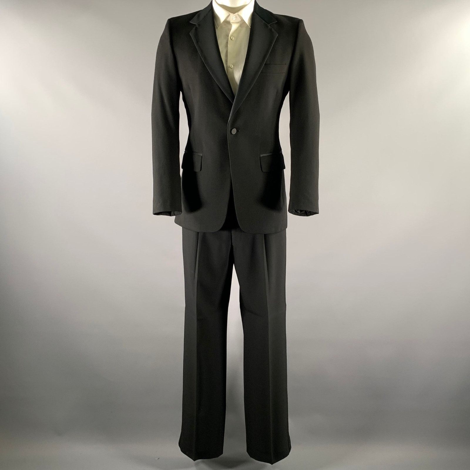 Other BARNEYS Size 38 Black Wool Notch Lapel Tuxedo Size 38R - 2 Thumbnail