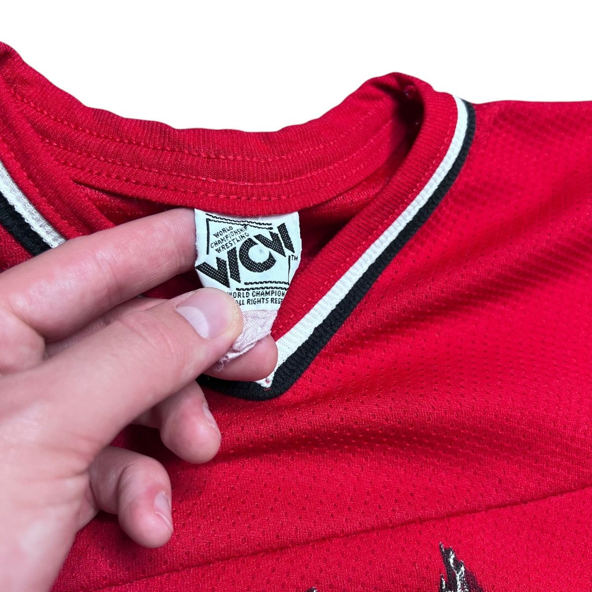 WCW/nWo 98 WCW New World Order NWO Red Black Attack Wolf Pack Jersey Size US S / EU 44-46 / 1 - 2 Thumbnail