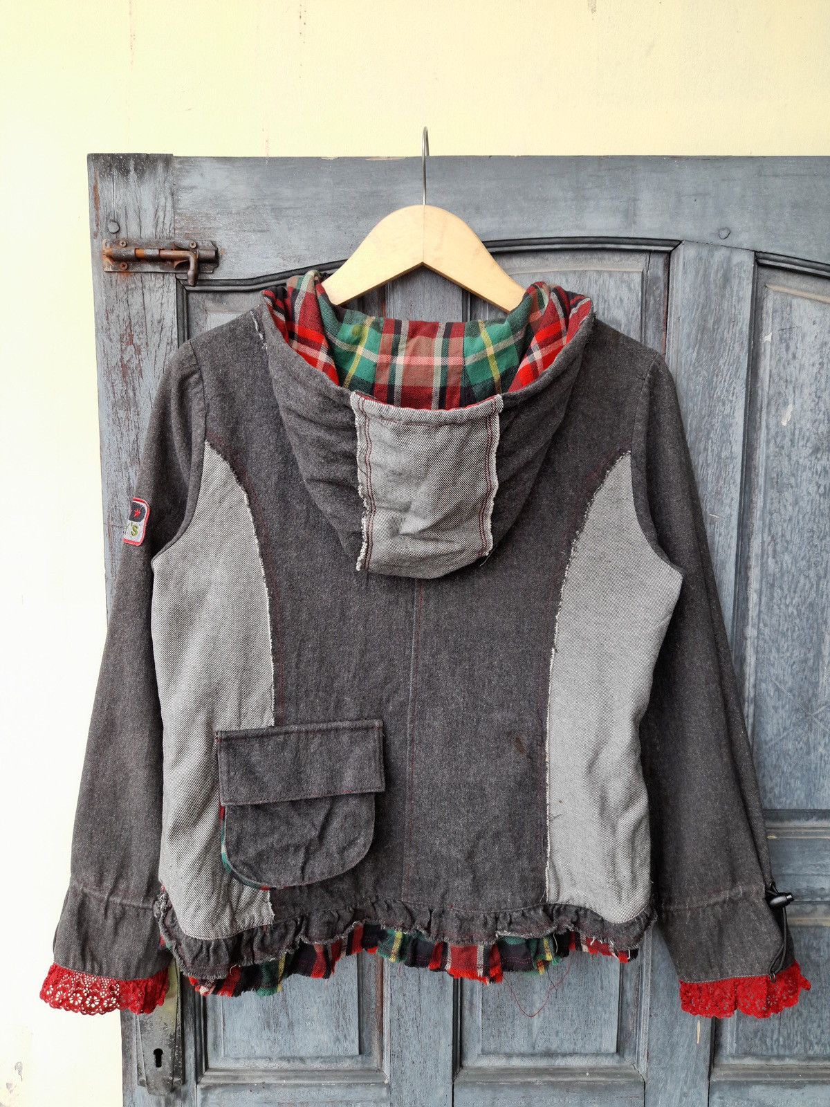 Vintage Vintage Patchwork Utility Hoodie with Lace & Flannel Details Size L / US 10 / IT 46 - 2 Thumbnail