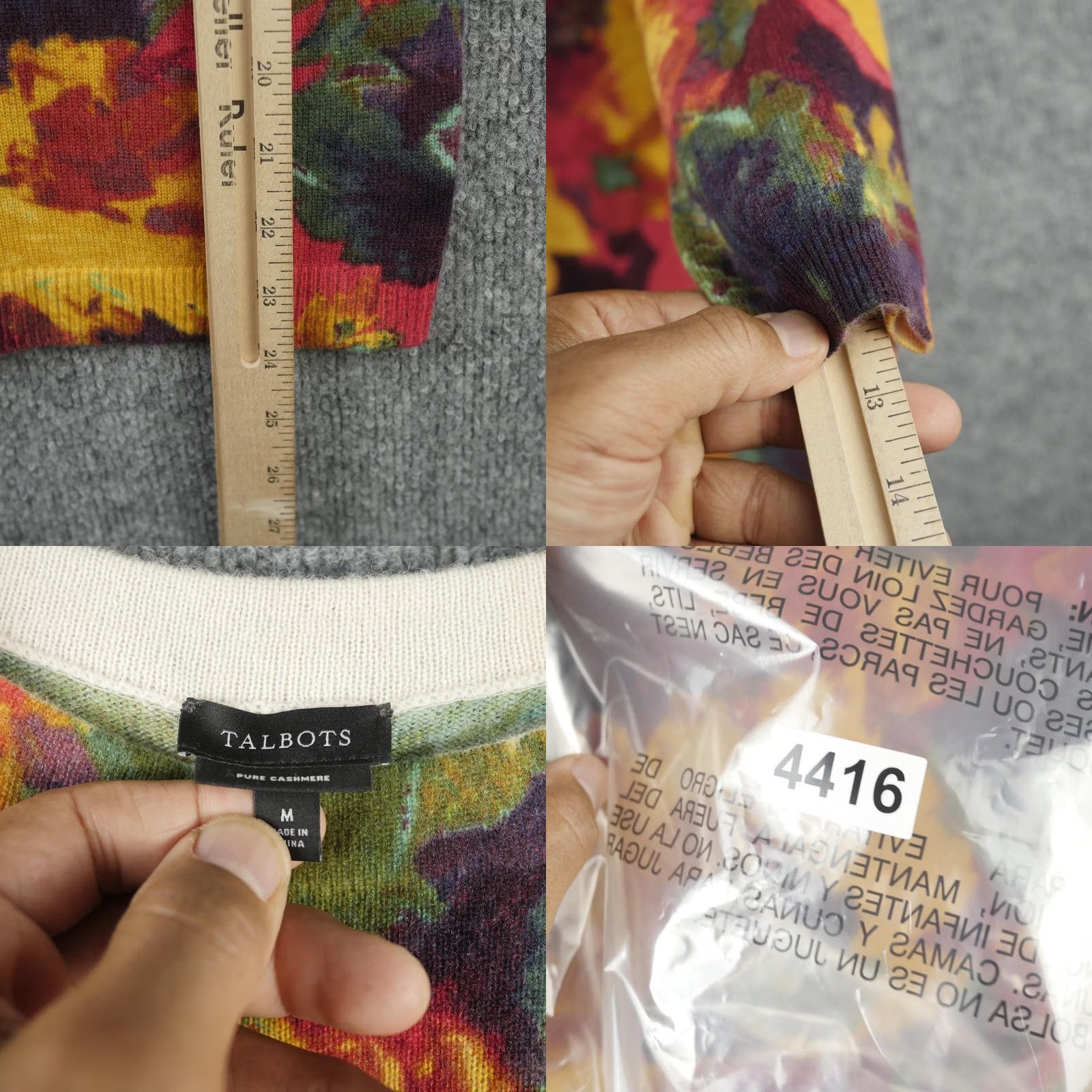 Talbots Talbots Sweater Womens M Multicolor Cashmere Floral Print Crewneck Pullover Size M / US 6-8 / IT 42-44 - 8 Thumbnail