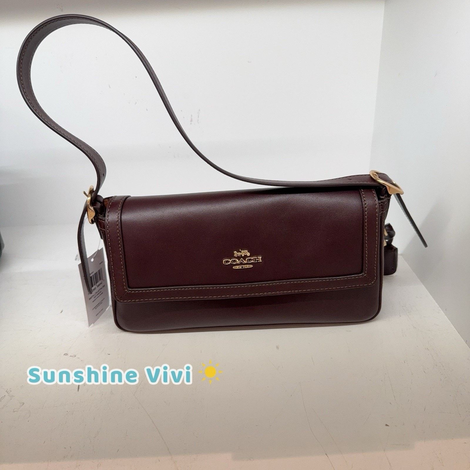 Coach NWT Coach Etta Small Flap Shoulder Bag CCV63 Maroon Size ONE SIZE - 1 Thumbnail