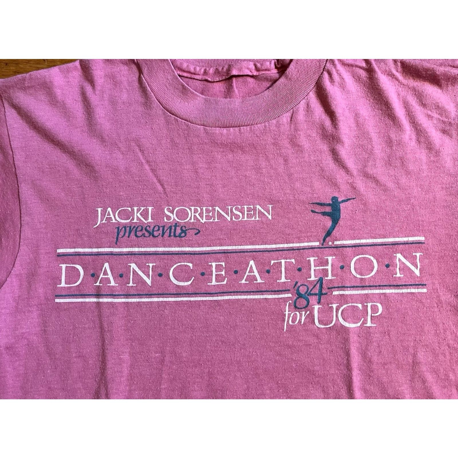 Pinko VINTAGE Jacki Sorensen Danceathon 1984 Aerobics Shirt S Pink Single Stitch 80s Size S / US 4 / IT 40 - 3 Thumbnail