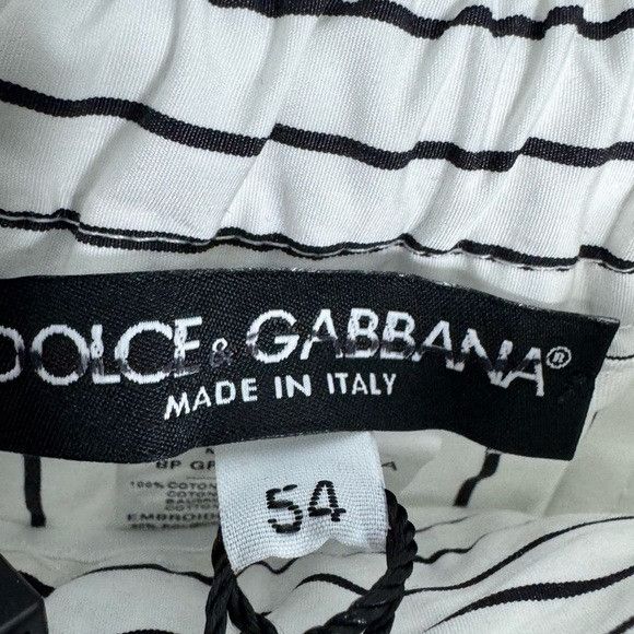 Dolce & Gabbana Dolce & Gabbana Striped Poplin Shorts with Embroidery White Size US 38 / EU 54 - 4 Thumbnail