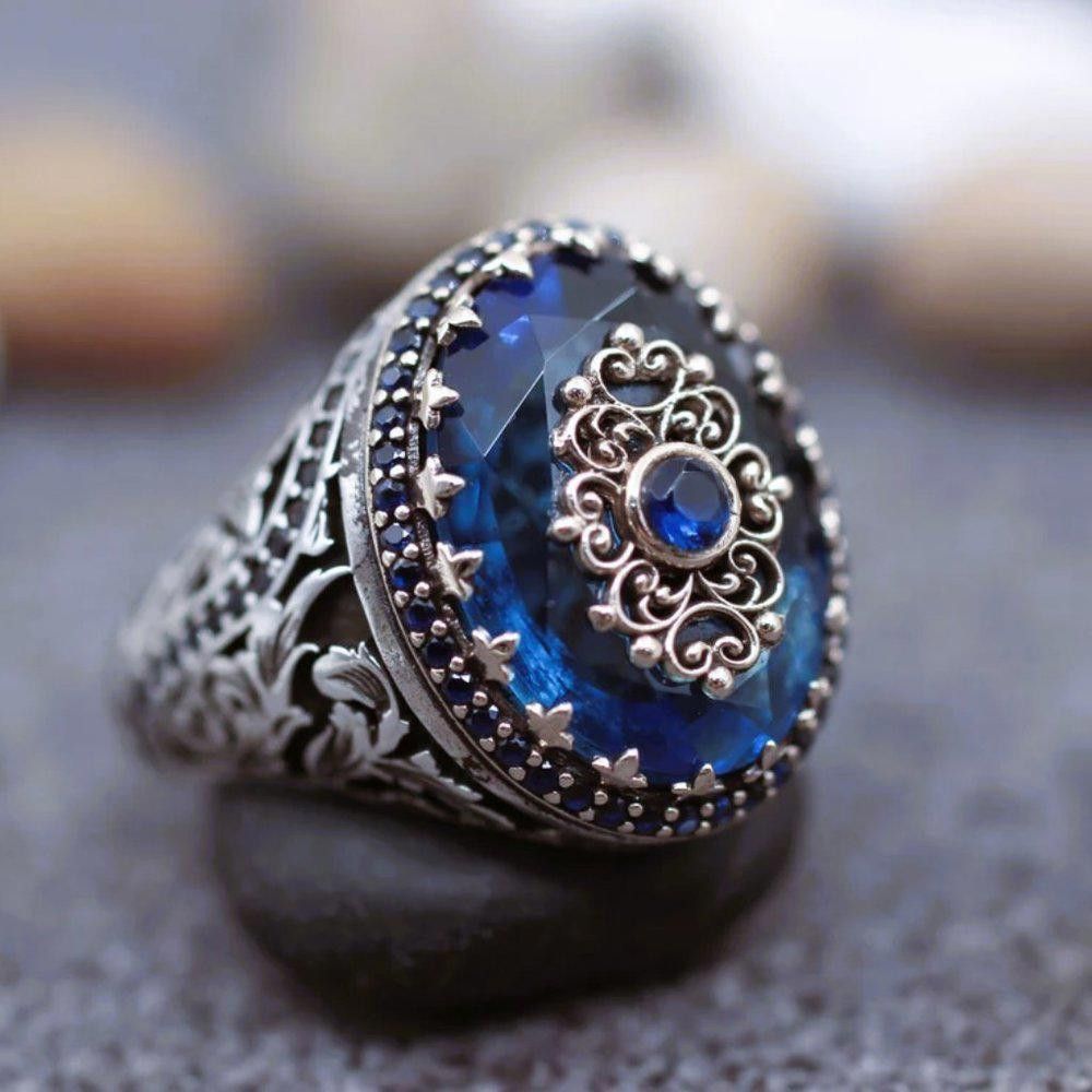 Other Men's Blue Ancient Middle East Arabic Silver Ring - Size 8 Size ONE SIZE - 1 Thumbnail