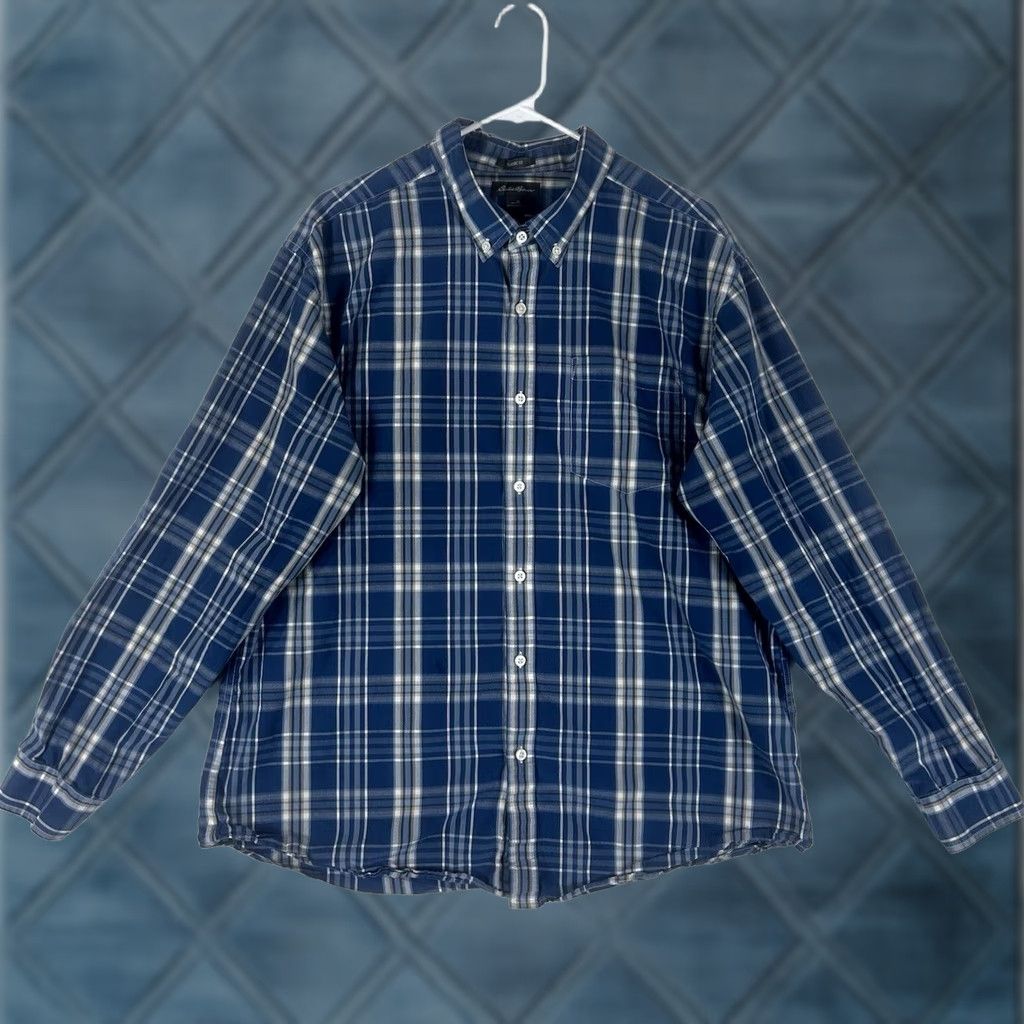 Eddie Bauer Eddie Bauer Button-Up Shirt Mens XL Blue Plaid Classic Fit Casual Size US XL / EU 56 / 4 - 1 Thumbnail