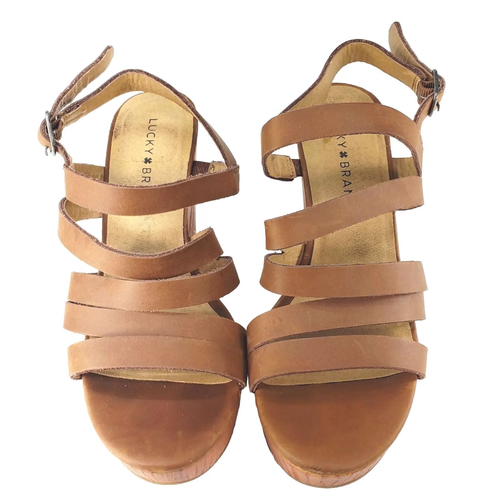 Lucky Brand Lucky Brand Larinaa Platform Wedge Sandals Leather Brown Size 6.5M/36.5 Shoes Womens Size US 7 / IT 37 - 3 Thumbnail