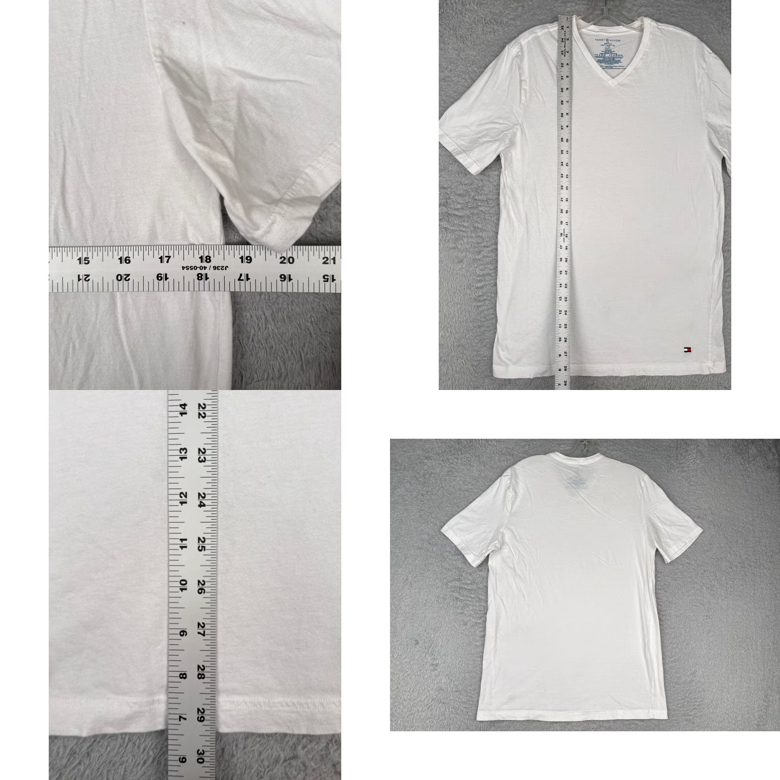 Tommy Hilfiger Tommy Hilfiger Shirt Adult Large White V-Neck Short Sleeve 100% Cotton Read Size US L / EU 52-54 / 3 - 8 Thumbnail