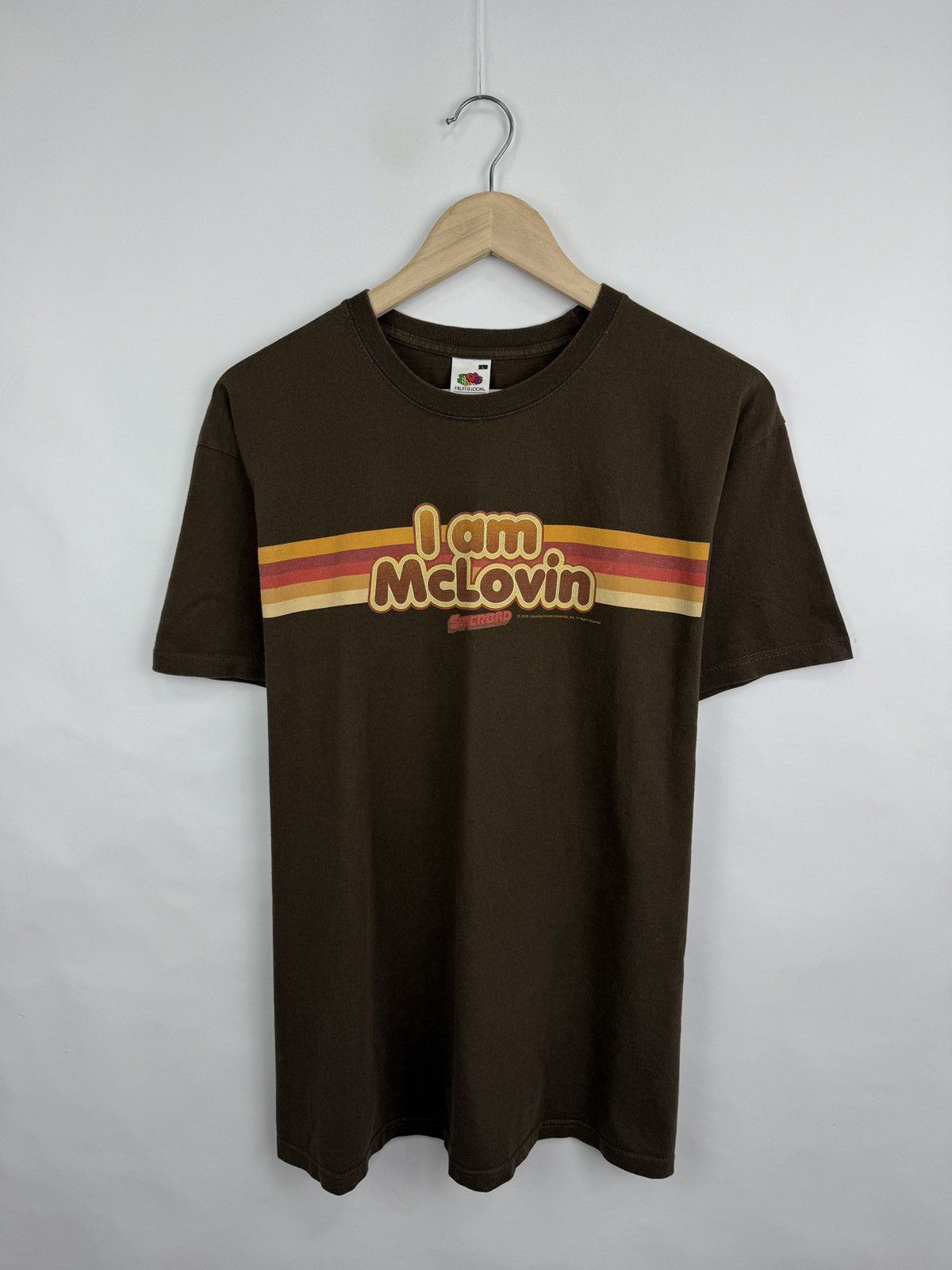 Fruit Of The Loom Vintage 2008 I Am McLovin Superbad Brown T-Shirt rare retro Size US L / EU 52-54 / 3 - 3 Thumbnail