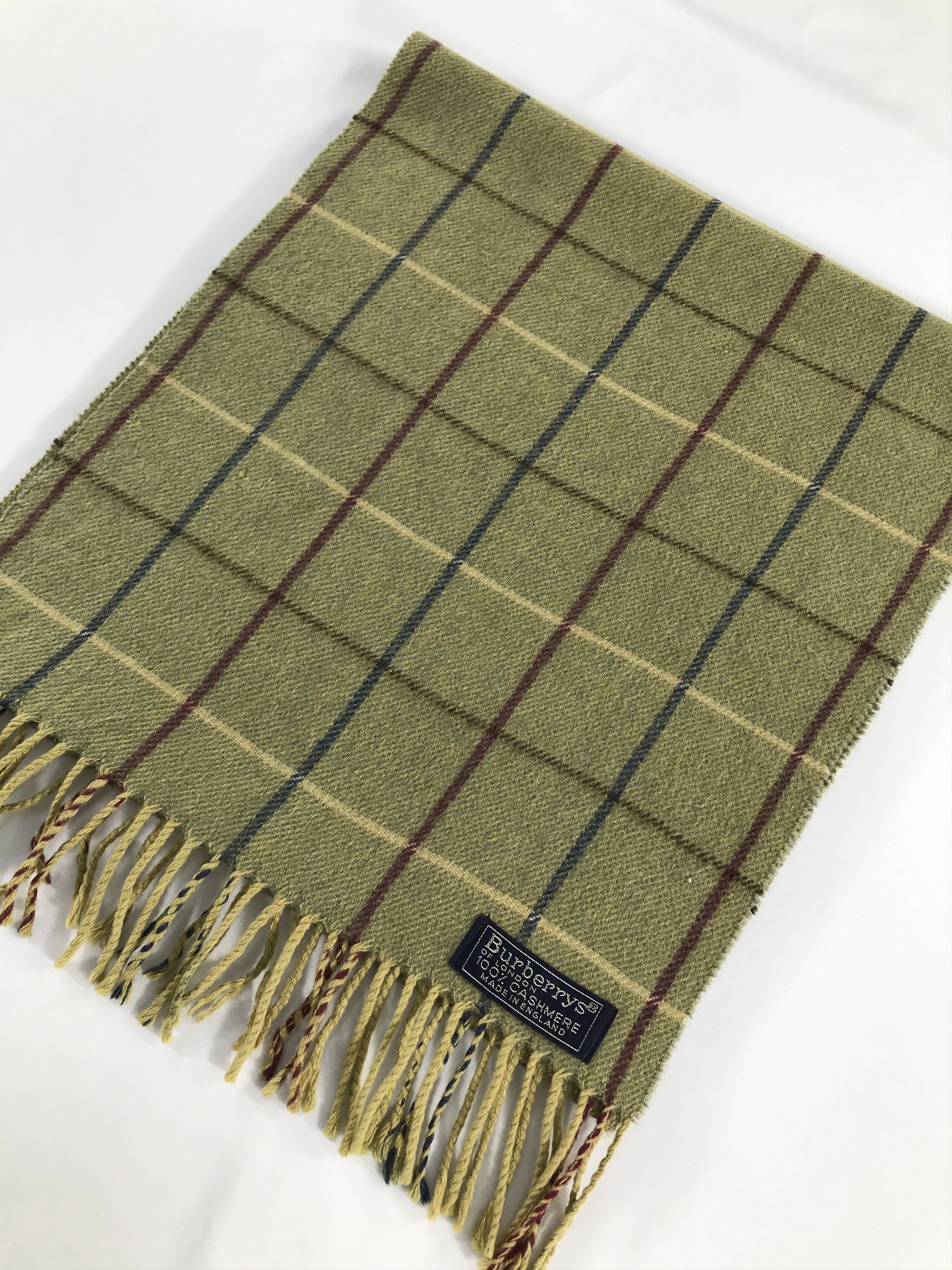 Burberry Burberrys Nova Check Green Cashmere Scarf Muffler V433 Size ONE SIZE - 3 Thumbnail