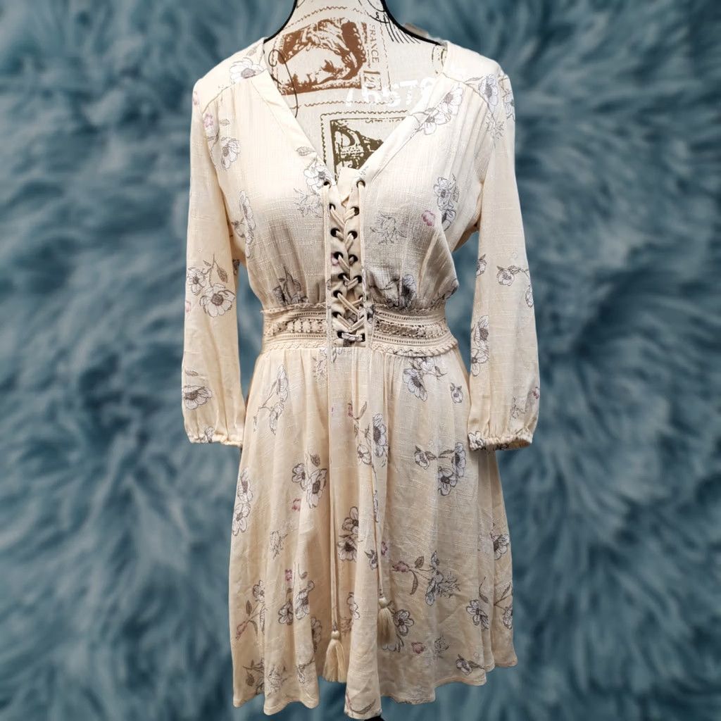 american rag lace dress American Rag Cie Lace Illusion Skater Dress. Color Egret. Size L
