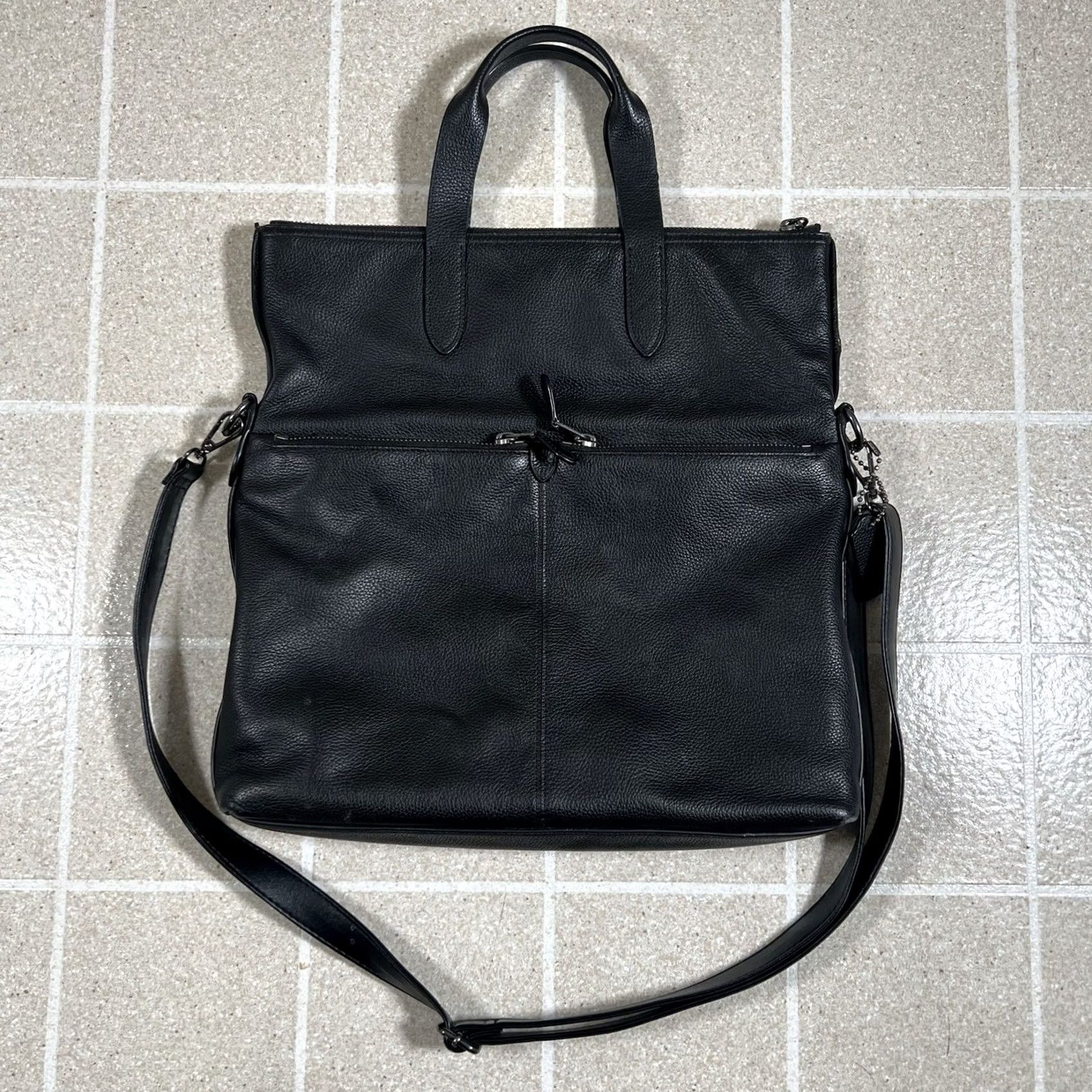 Coach Coach Metropolitan Tote Crossbody Black Leather Utility Tote with Crossbody Strap Men Pebbled Leather 24840 Size ONE SIZE - 2 Thumbnail