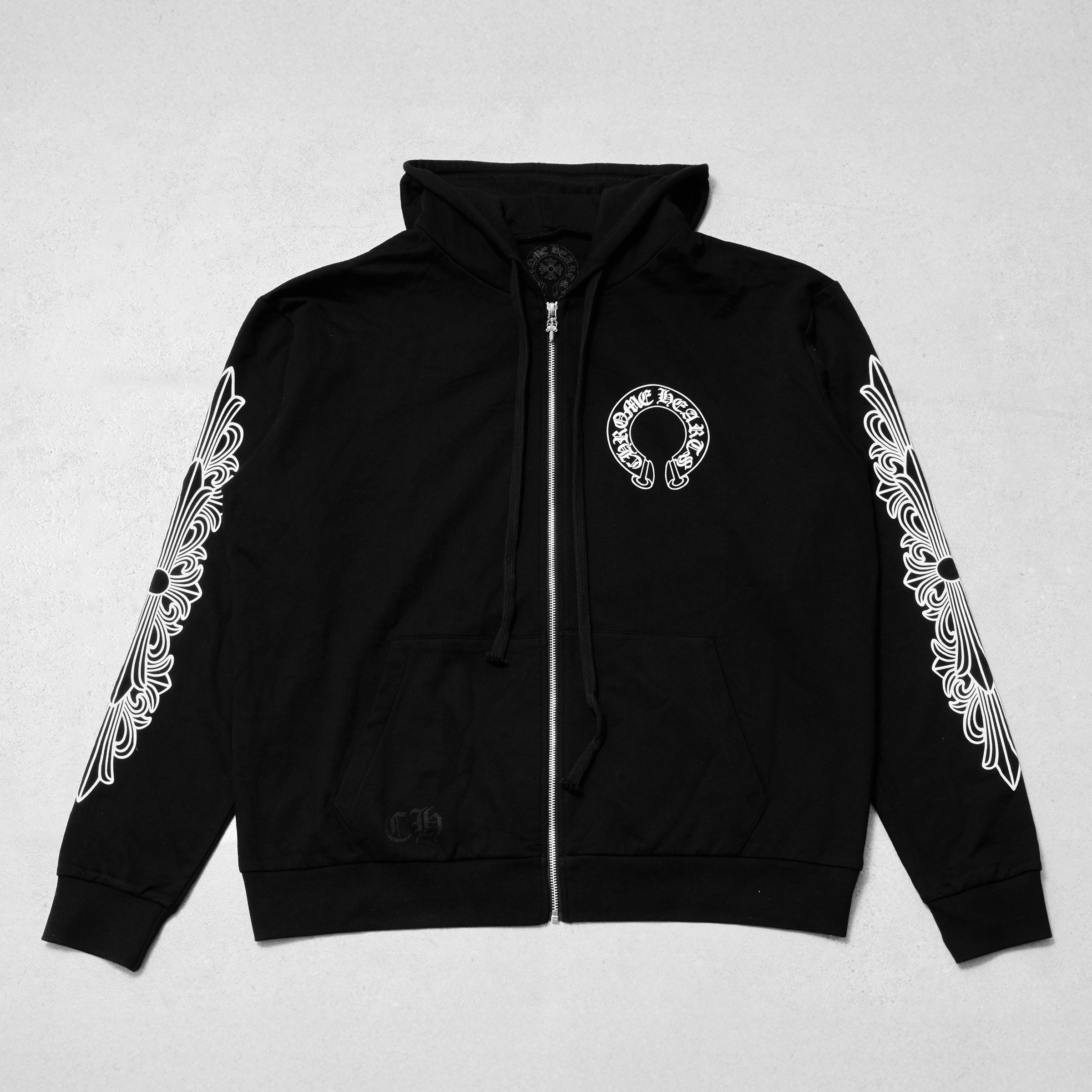 Chrome Hearts CHROME HEARTS HorseShoe Floral Cross Sleeve Zip Up