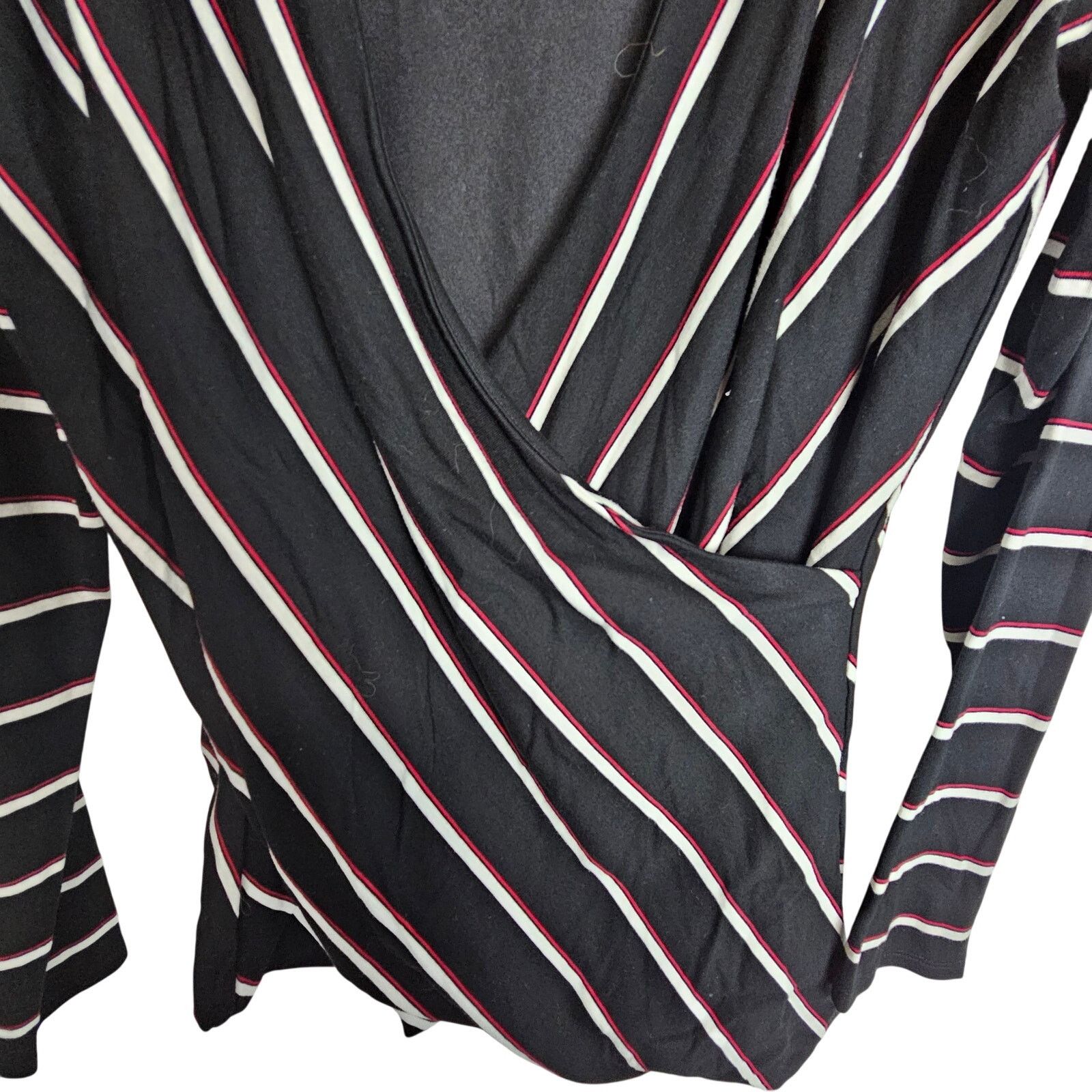 White House Black Market White House Black Market Blouse Black Striped Surplice Top S Size S / US 4 / IT 40 - 3 Thumbnail