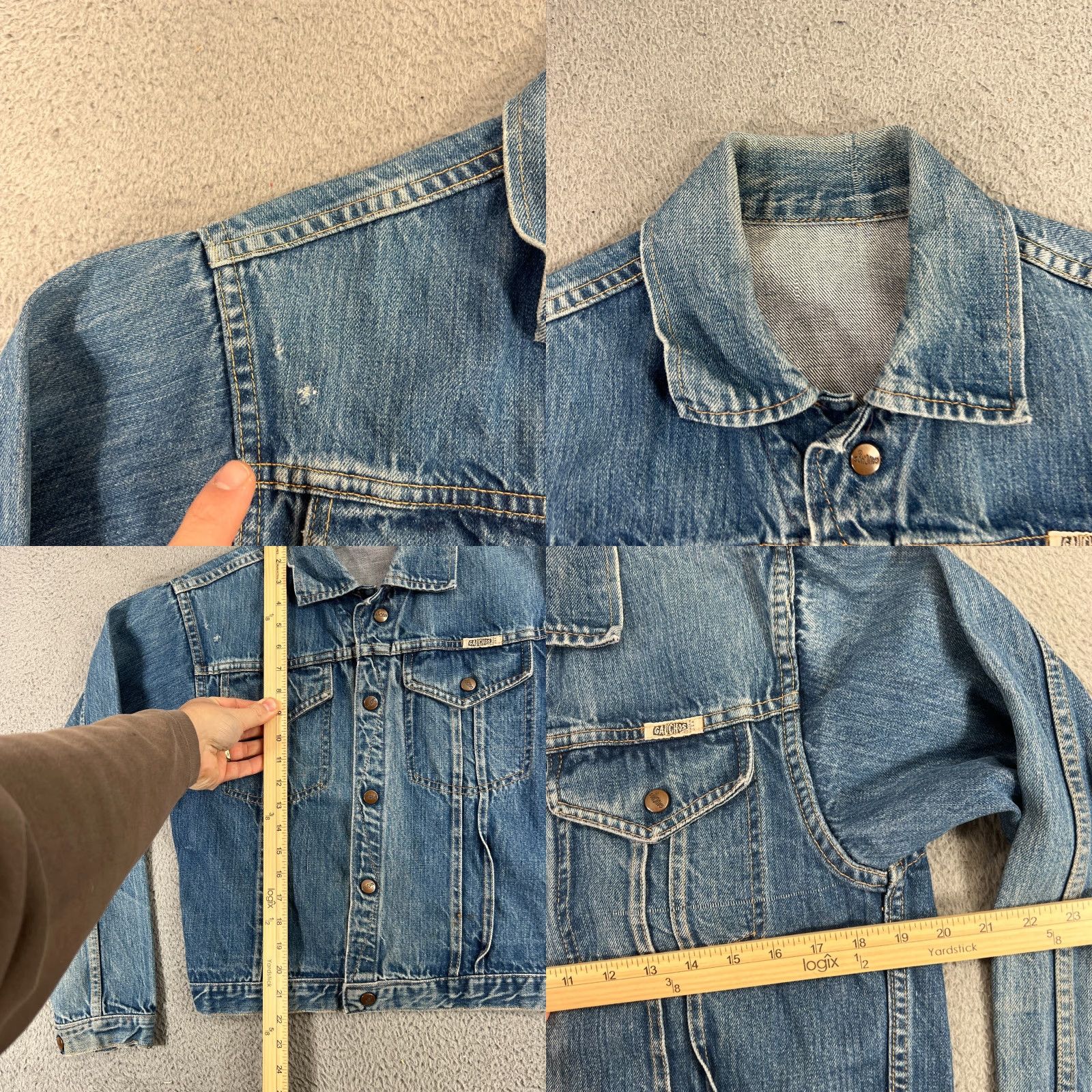 Denime VINTAGE Gauchos Denim Jacket Small Cropped Snap Up Light Wash USA Bomber Jacket Unisex Adults Blue Denim Chuck USA Size US S / EU 44-46 / 1 - 8 Thumbnail