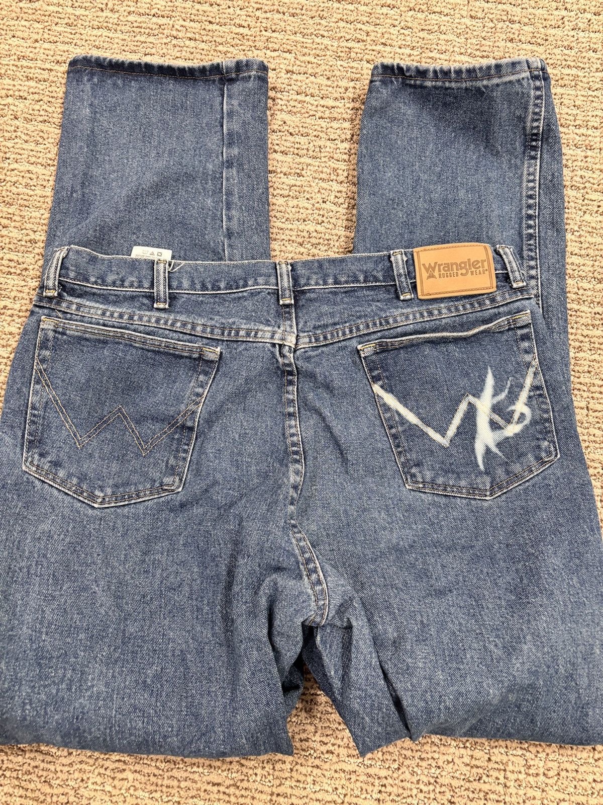 Designer × Vintage Embroidered navy wrangler denim jeans Size US 38 / EU 54 - 3 Thumbnail