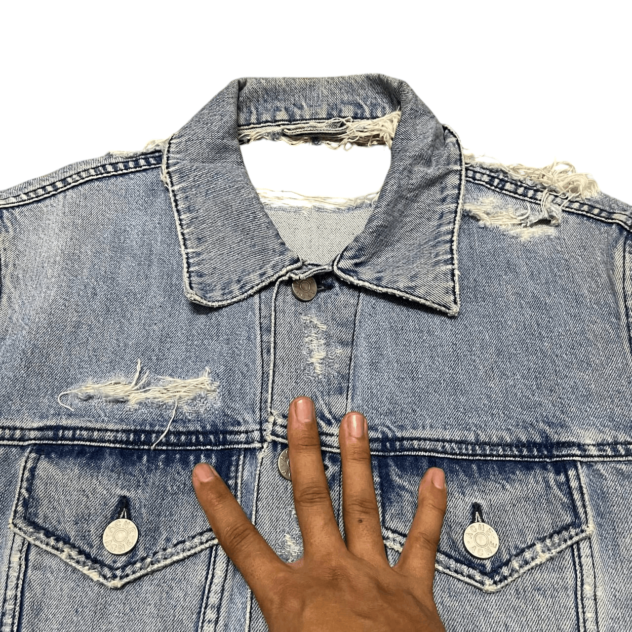 Acne Studios Crazy Thrashed Acne Denim Jacket Vintage Size US S / EU 44-46 / 1 - 5 Thumbnail