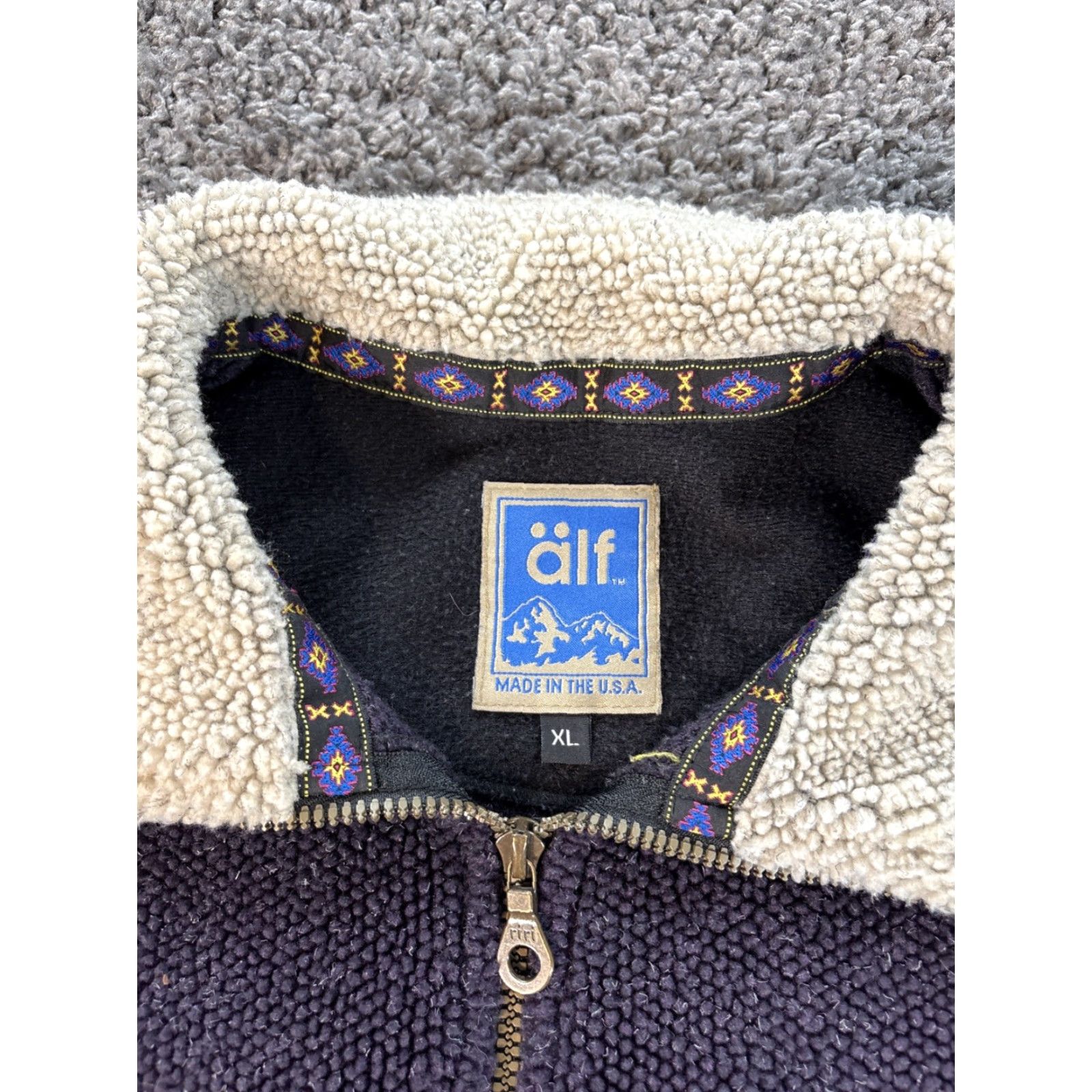 Vintage VINTAGE Kuhl ALF Sherpa Deep Pile Zip Jacket USA Mens XL Purple Aztec 90s Outdoor Hiking Tropical? Size US XL / EU 56 / 4 - 4 Thumbnail