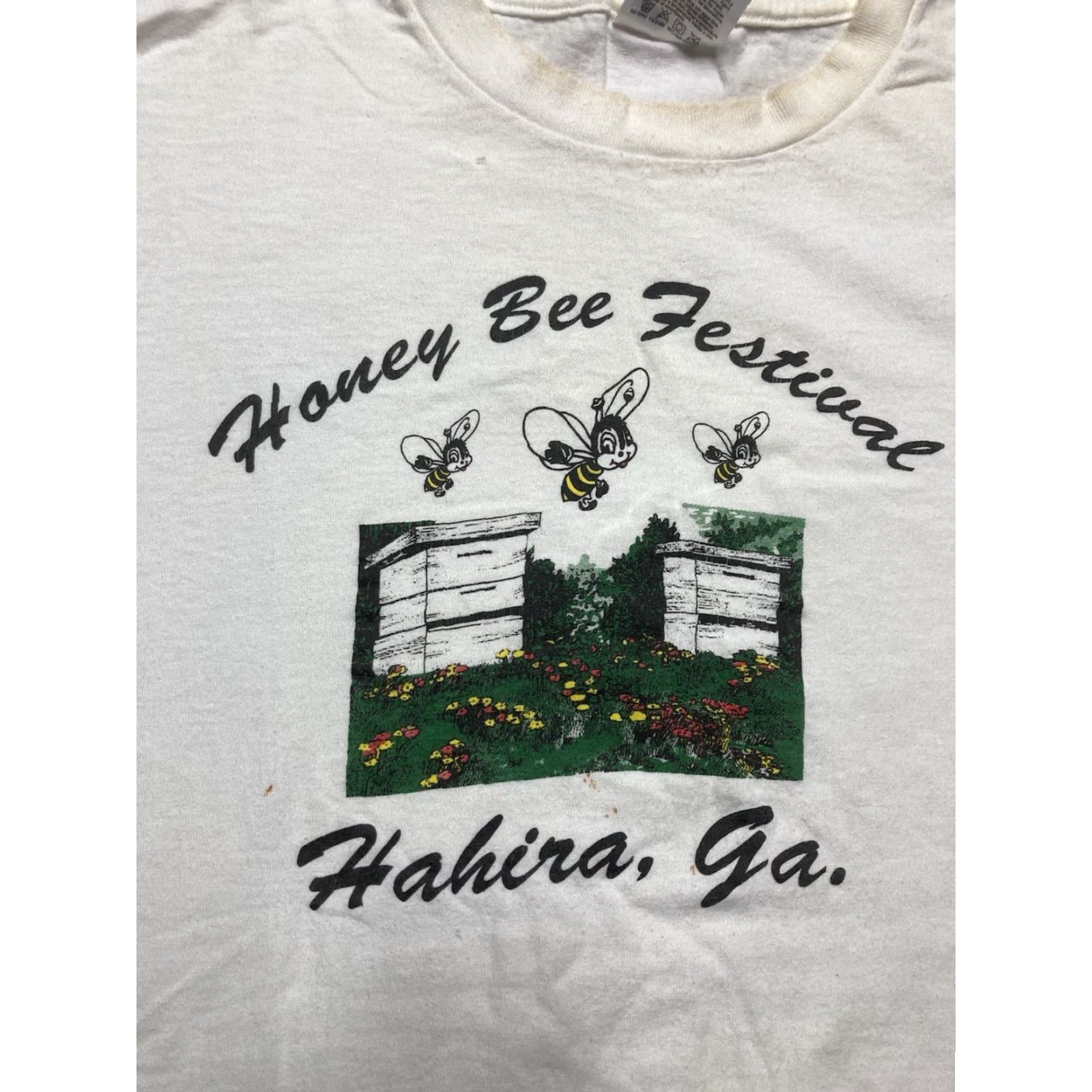 Hanes VINTAGE Hanes T-Shirt Honey Bee Festival Hahira Georgia Distressed Large Men Yellow M L Mens Size US L / EU 52-54 / 3 - 2 Thumbnail