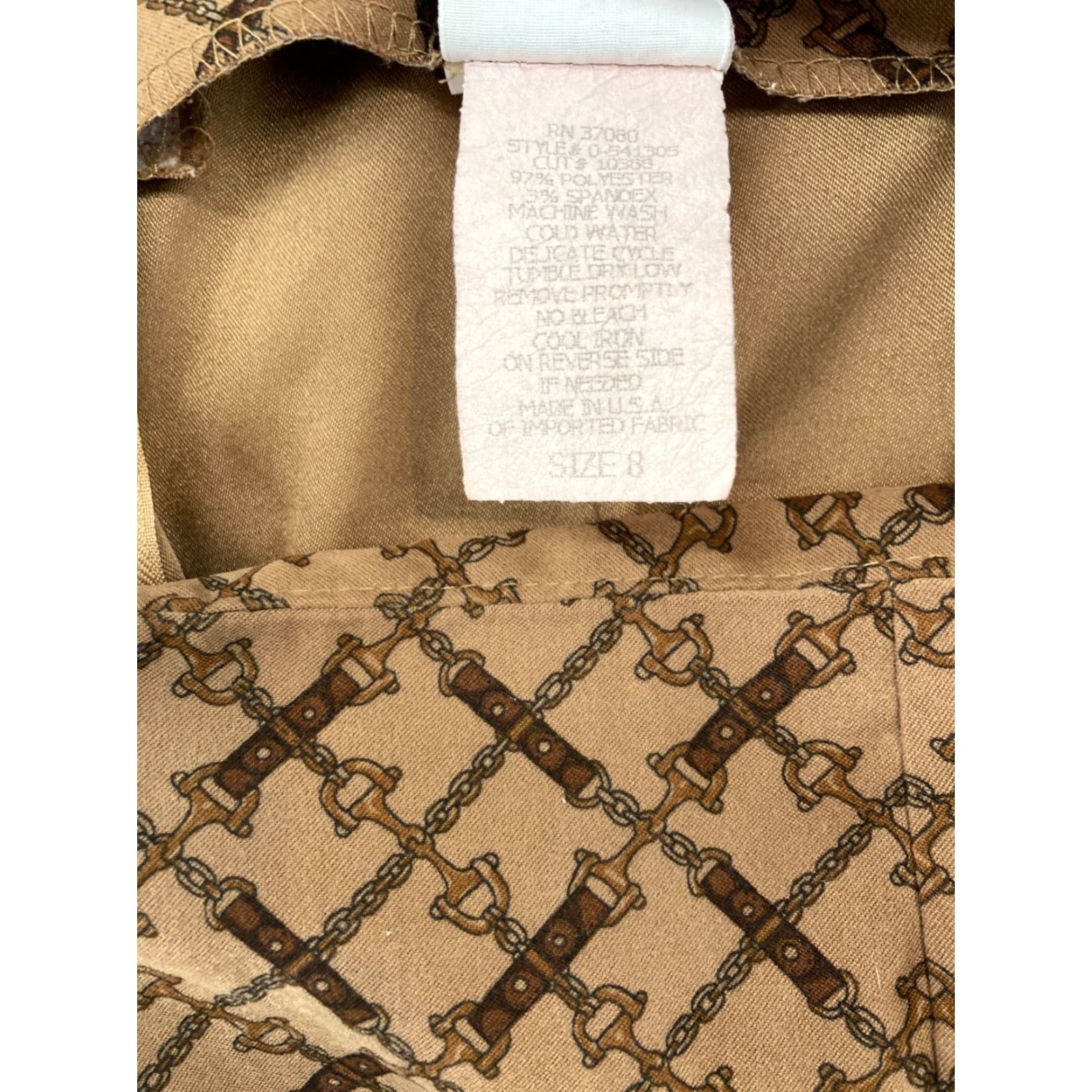 Vintage VINTAGE Studio C Skirt Womens 8 Tan Long Modest Equestrian Print Brown Bohemian American 90s Men? Size 30" / US 8 / IT 44 - 7 Thumbnail