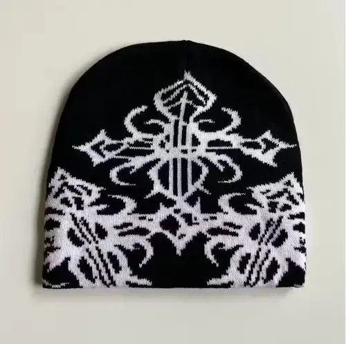 Designer × Japanese Brand Y2K 2000s grunge gothic punk cross cozy black white beanie Size ONE SIZE - 1 Thumbnail