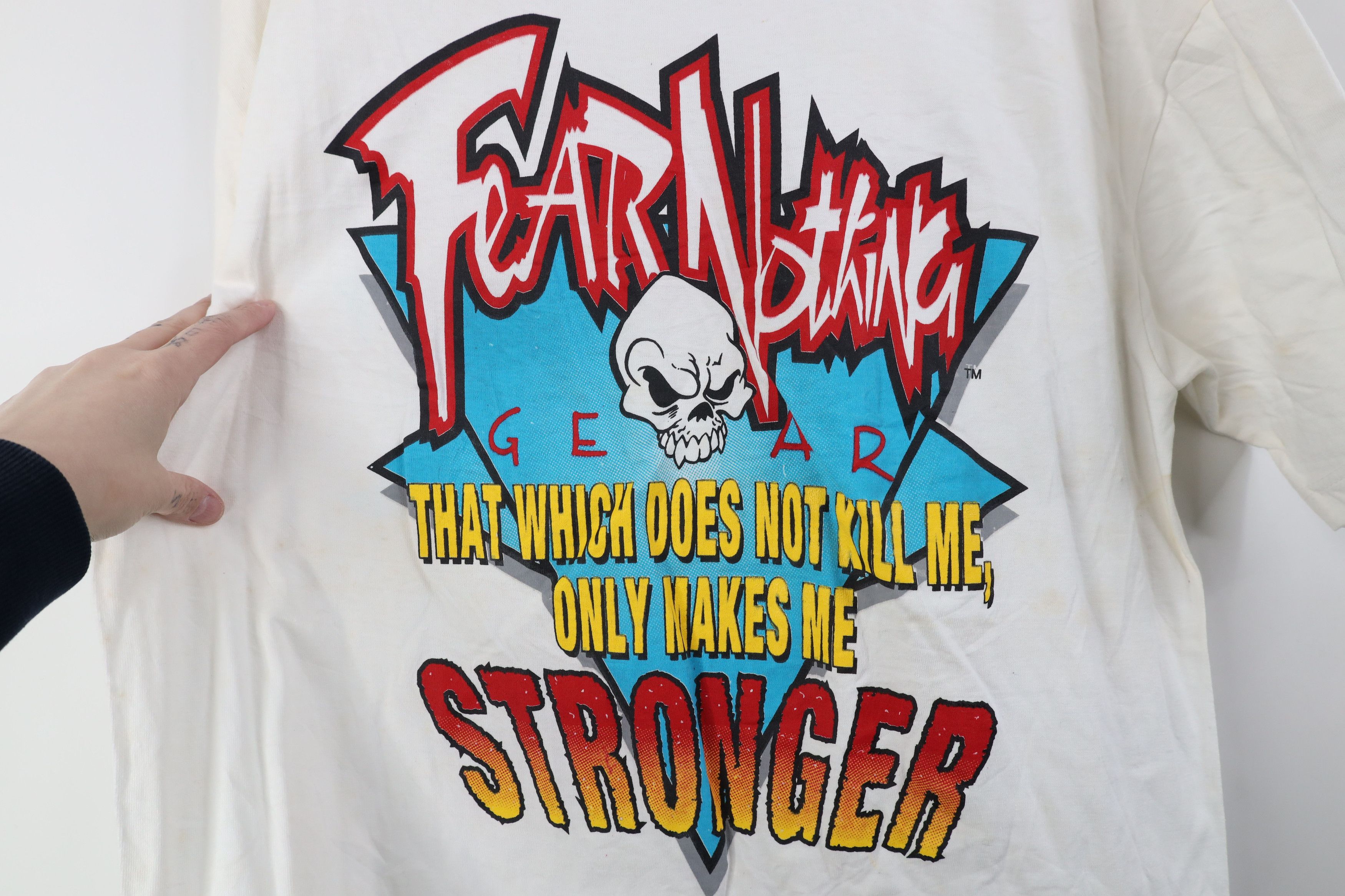 Vintage Vintage 90s Streetwear Nothing Skull T-Shirt White Cotton Size US XL / EU 56 / 4 - 10 Thumbnail
